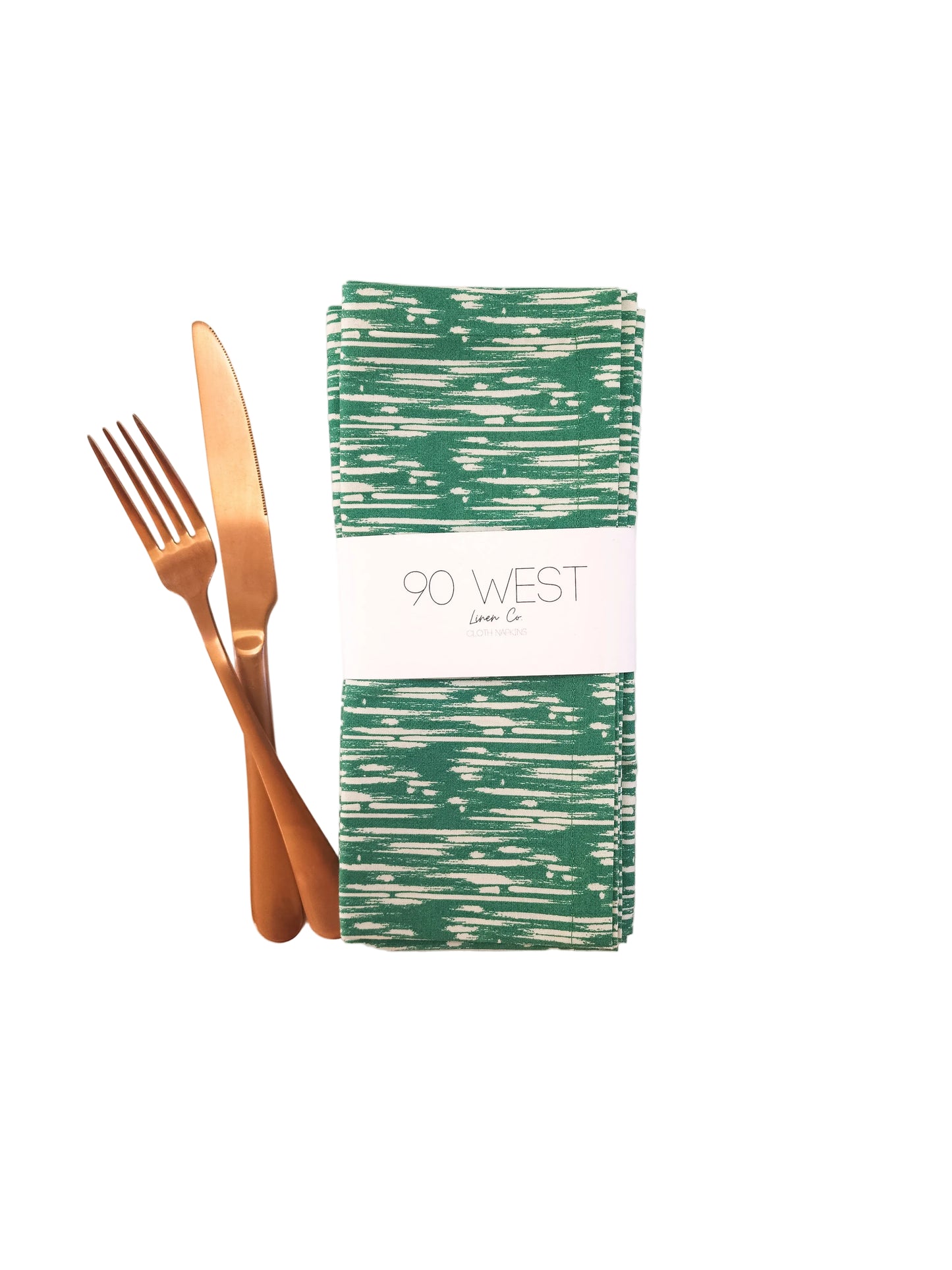 Green & White Cotton Cloth Napkins, Set of 4