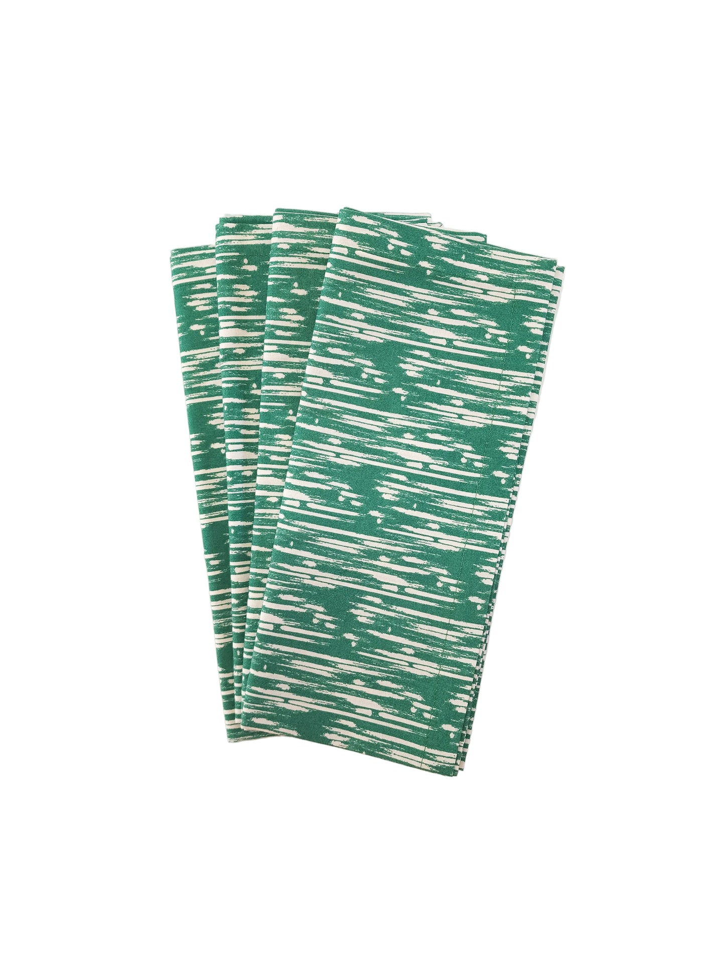 Green & White Cotton Cloth Napkins, Set of 4