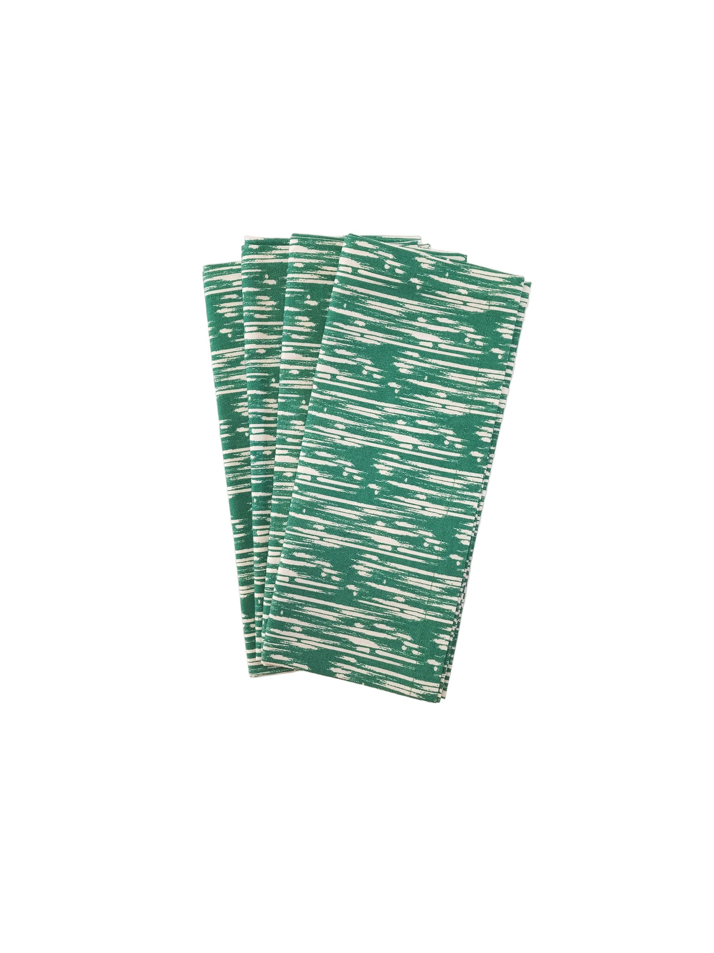 Green & White Cotton Cloth Napkins, Set of 4