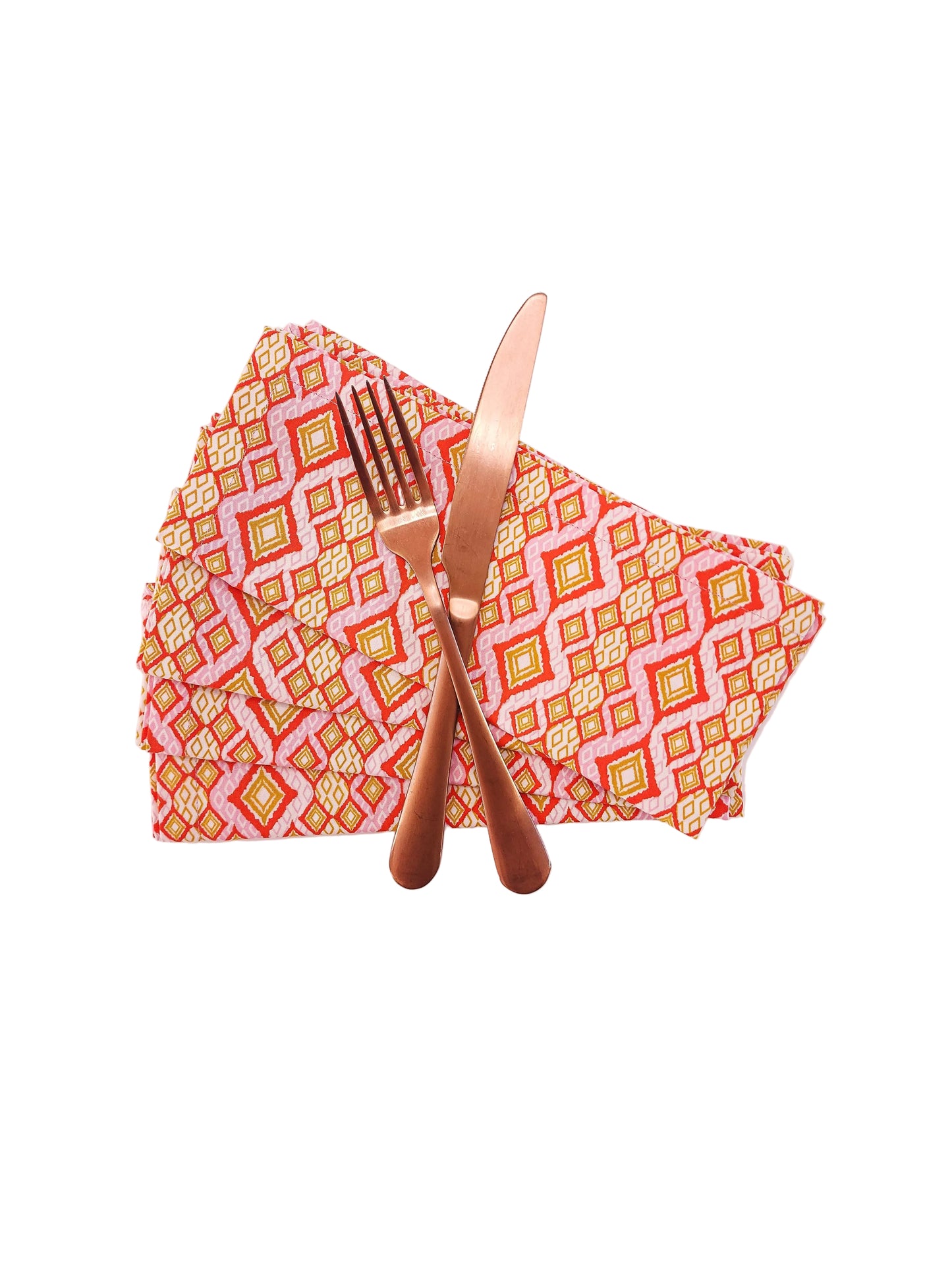 Pink & Orange Geometric Cloth Napkins, Set of 4