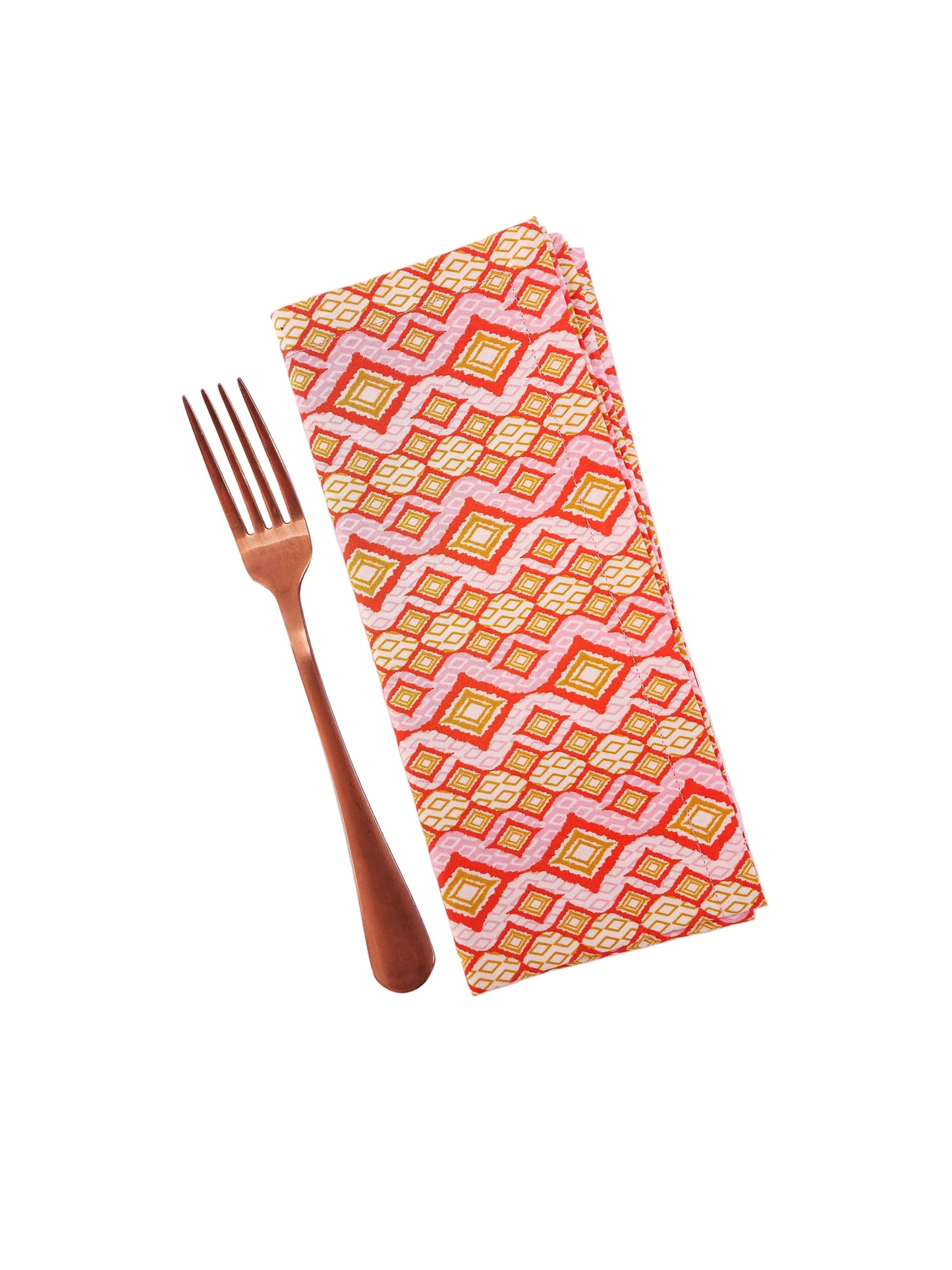 Pink & Orange Geometric Cloth Napkins, Set of 4