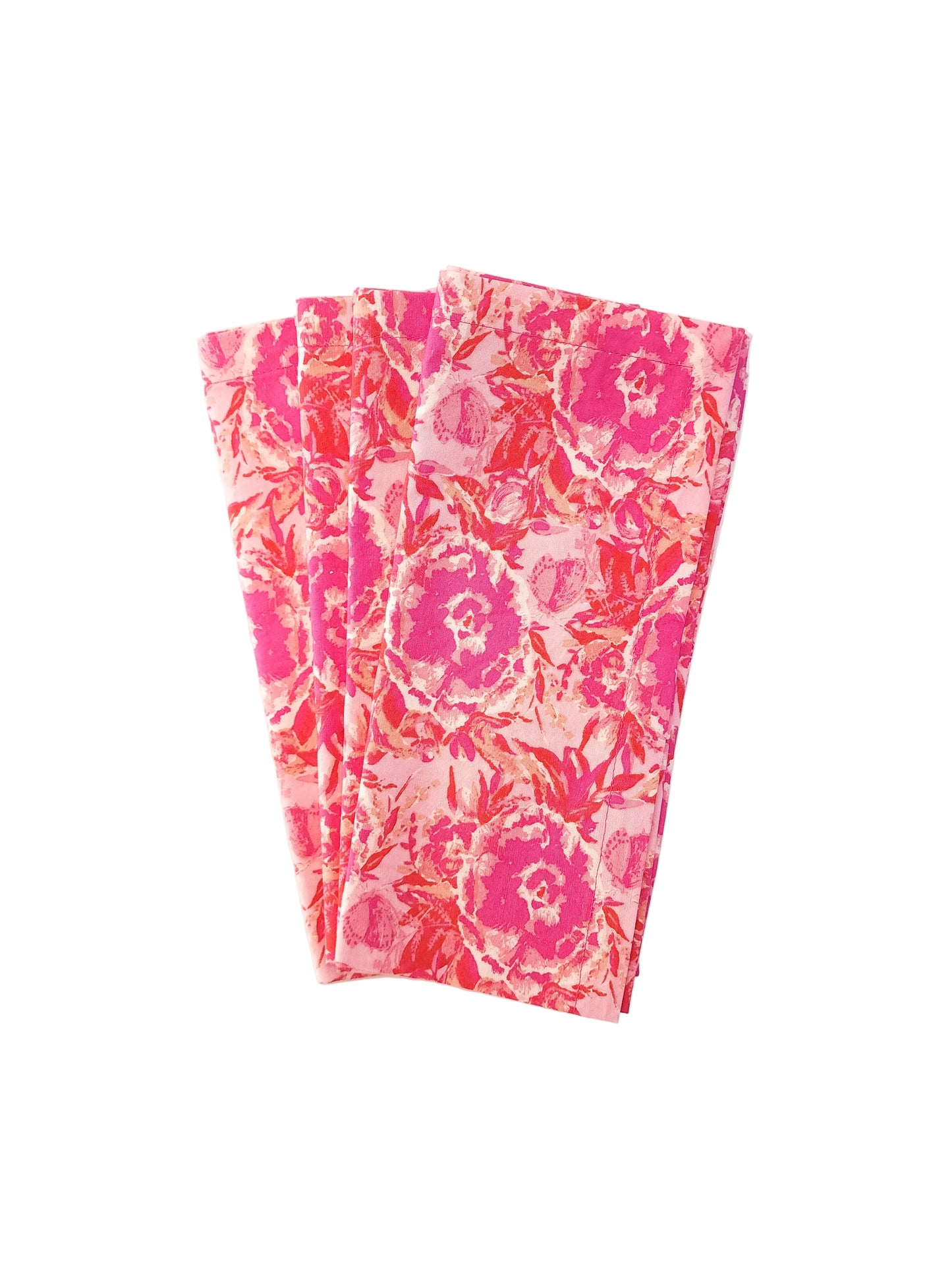 Maximalist Pink Floral Cloth Napkins, Set of 4