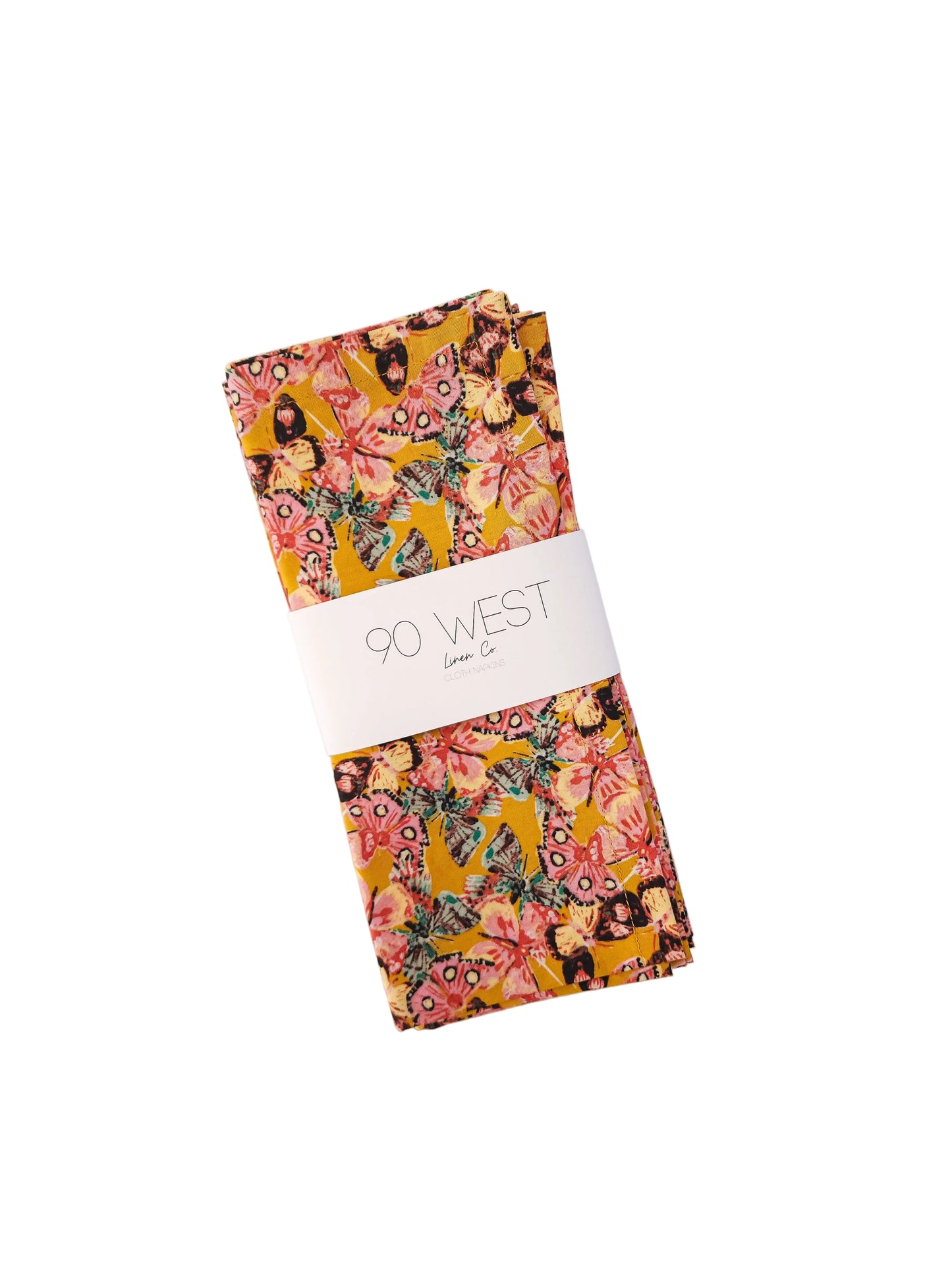 Golden Butterfly Cloth Napkins, Set of 4