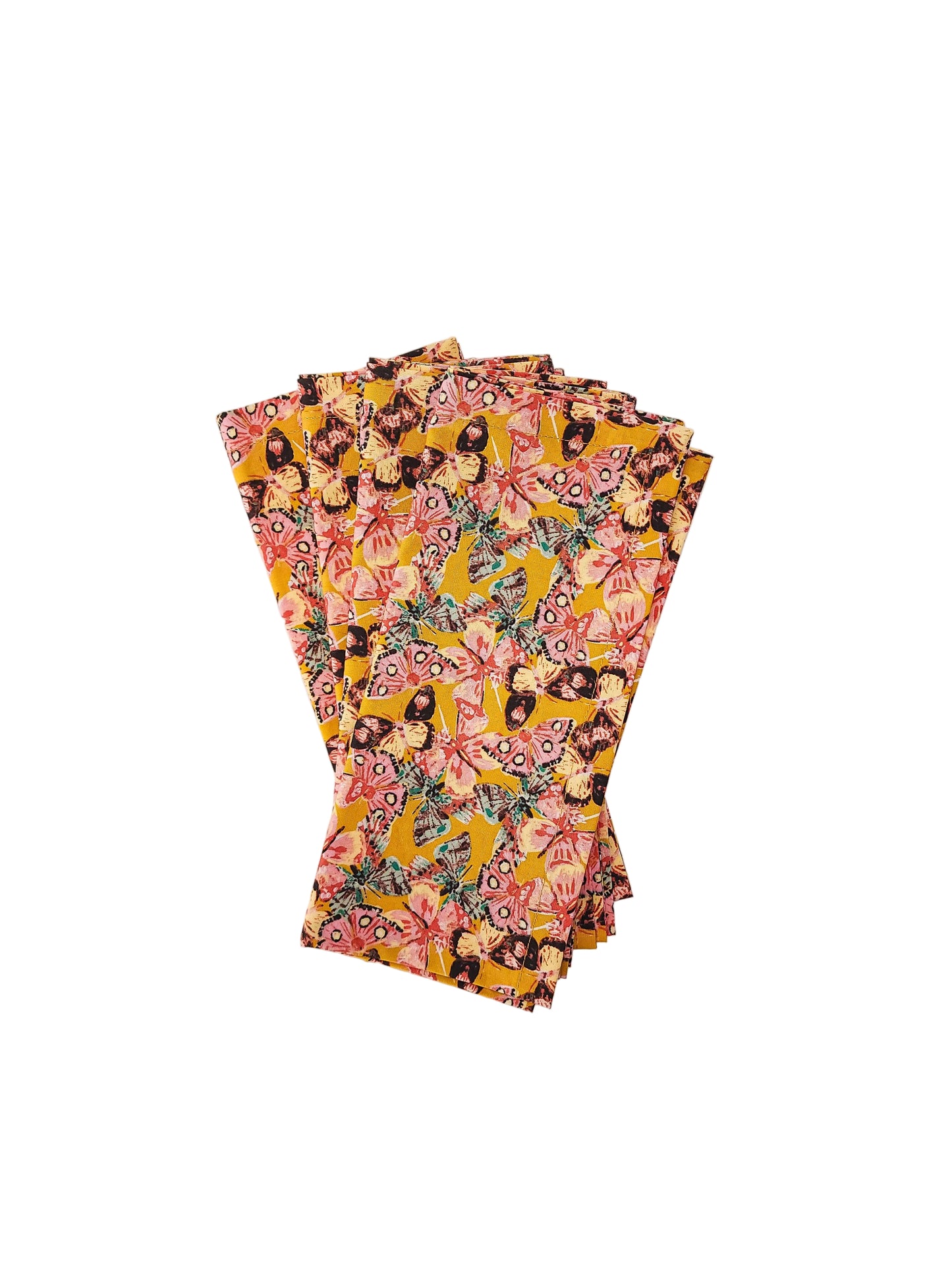 Golden Butterfly Cloth Napkins, Set of 4