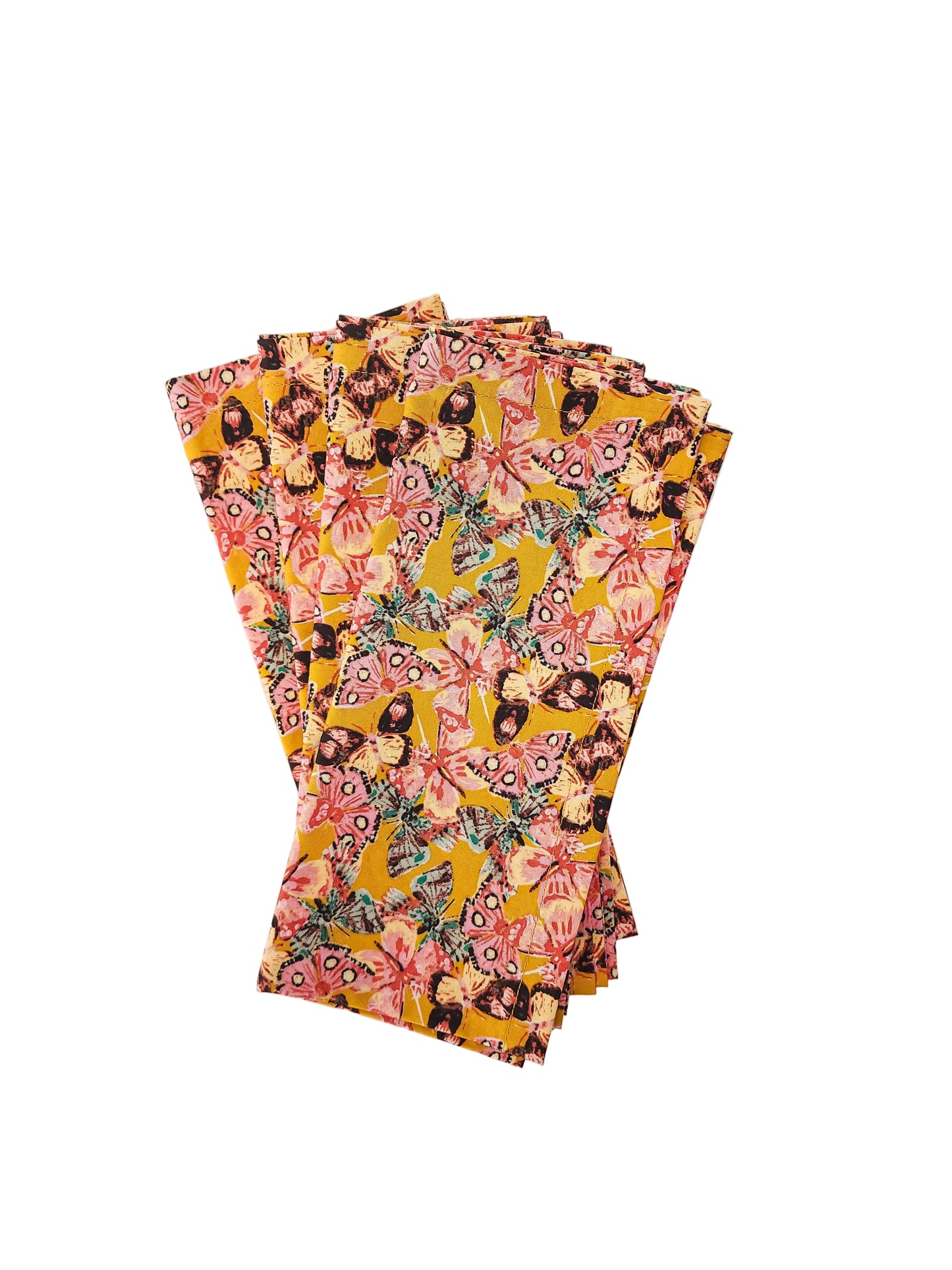 Golden Butterfly Cloth Napkins, Set of 4