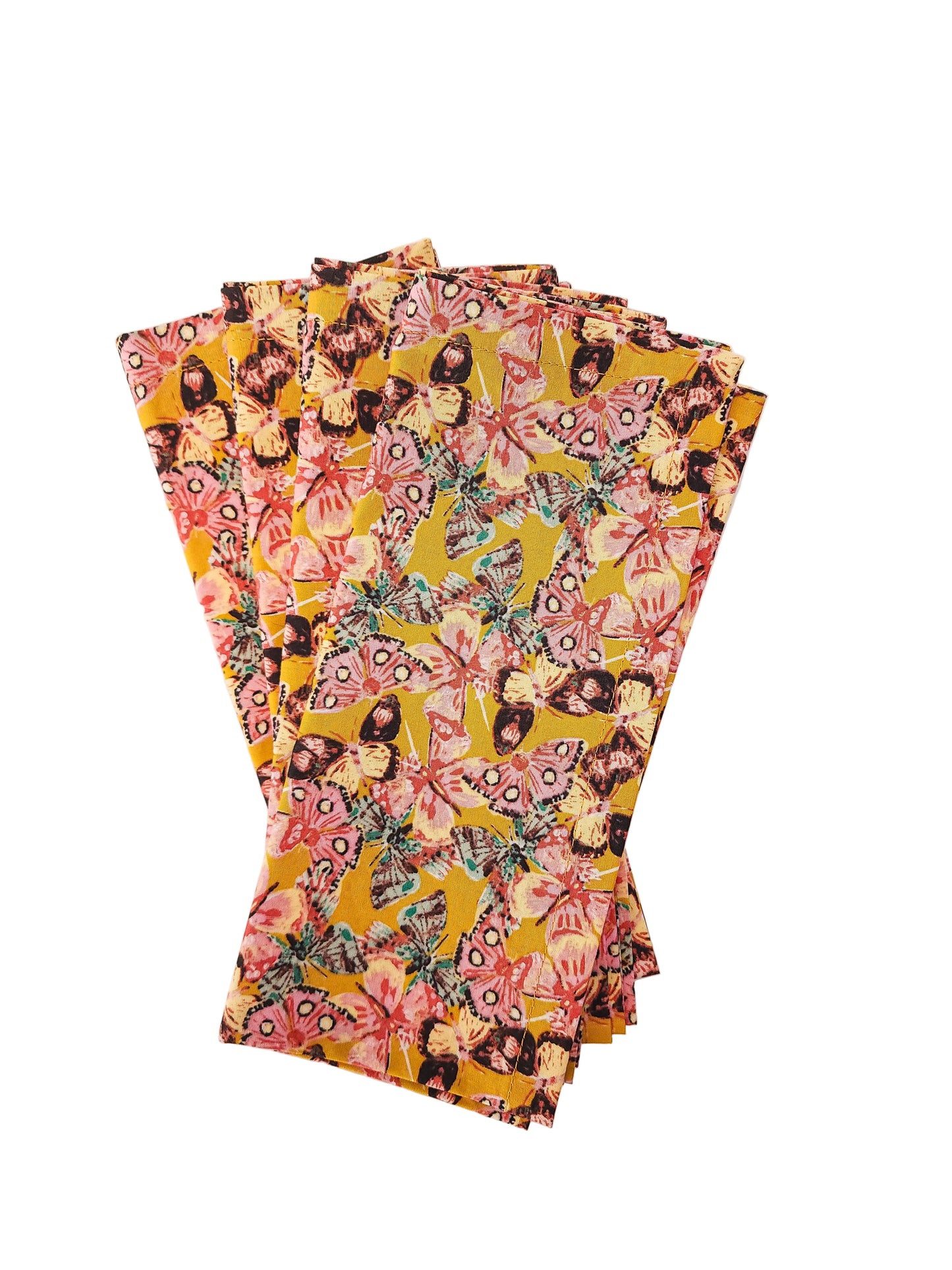 Golden Butterfly Cloth Napkins, Set of 4