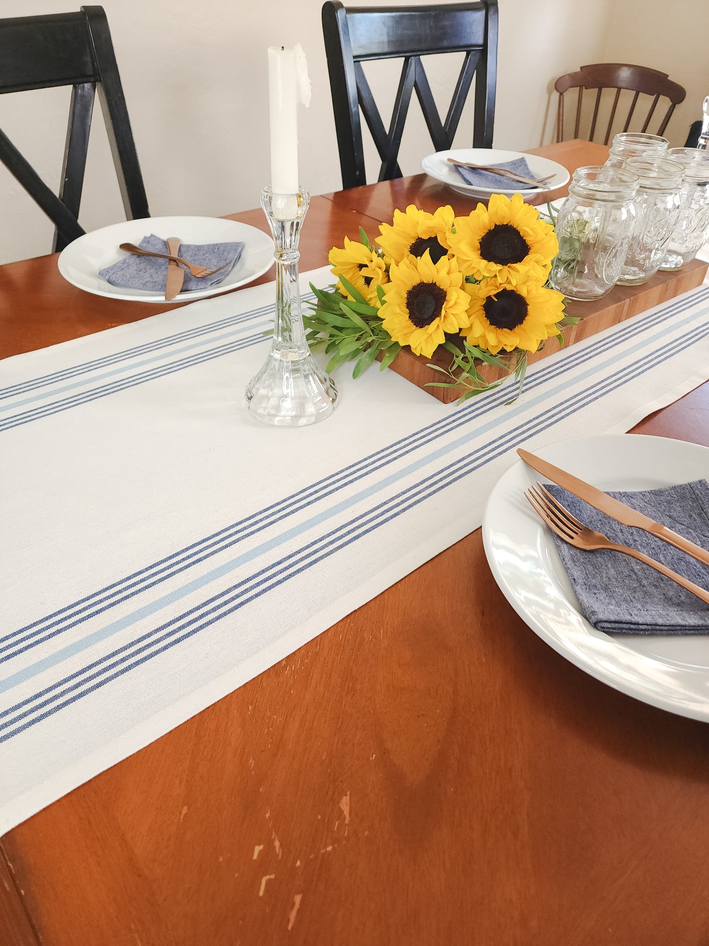 Blue Striped Table Runner