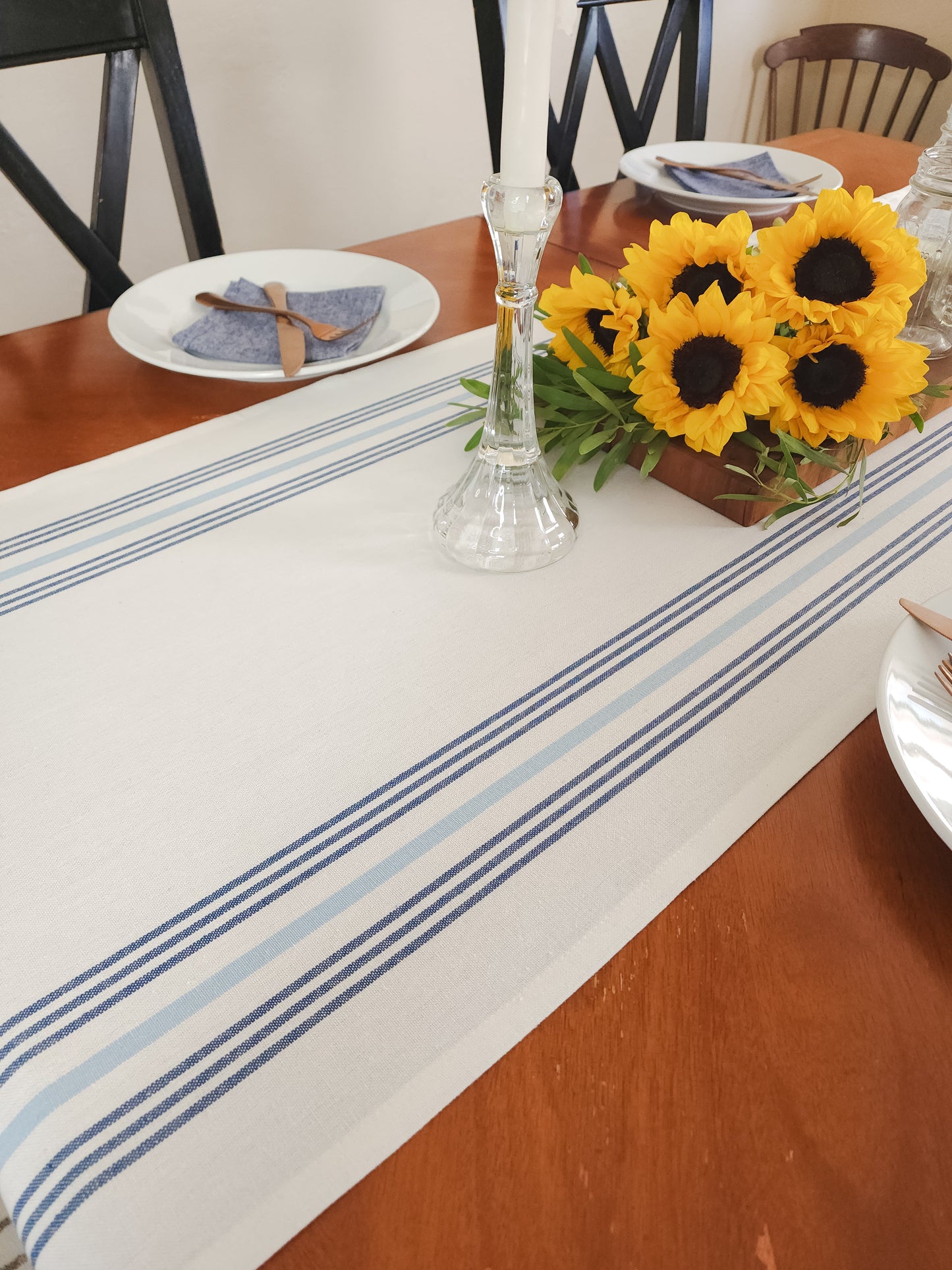 Blue Striped Table Runner