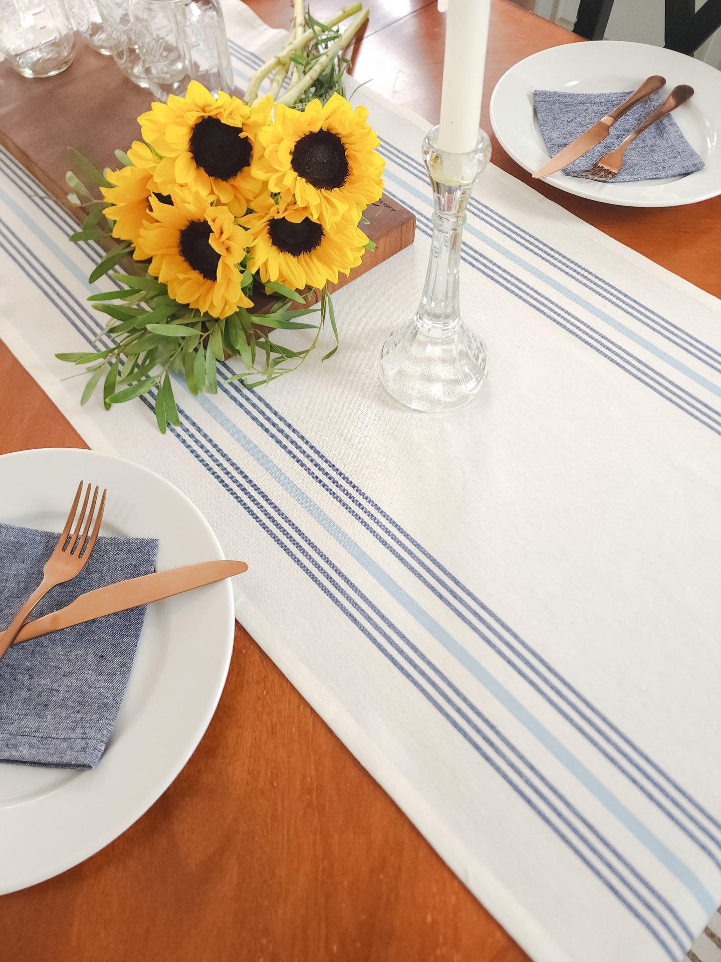 Blue Striped Table Runner