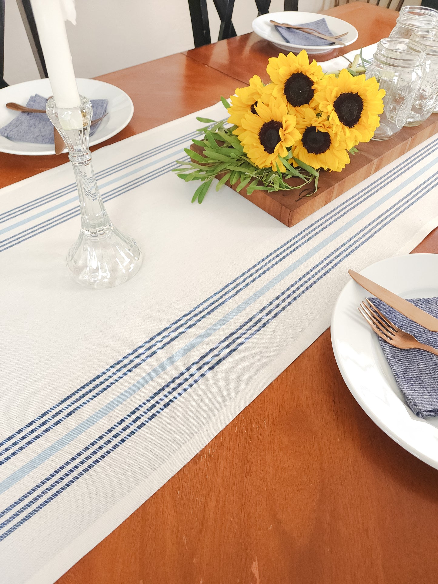 Blue Striped Table Runner