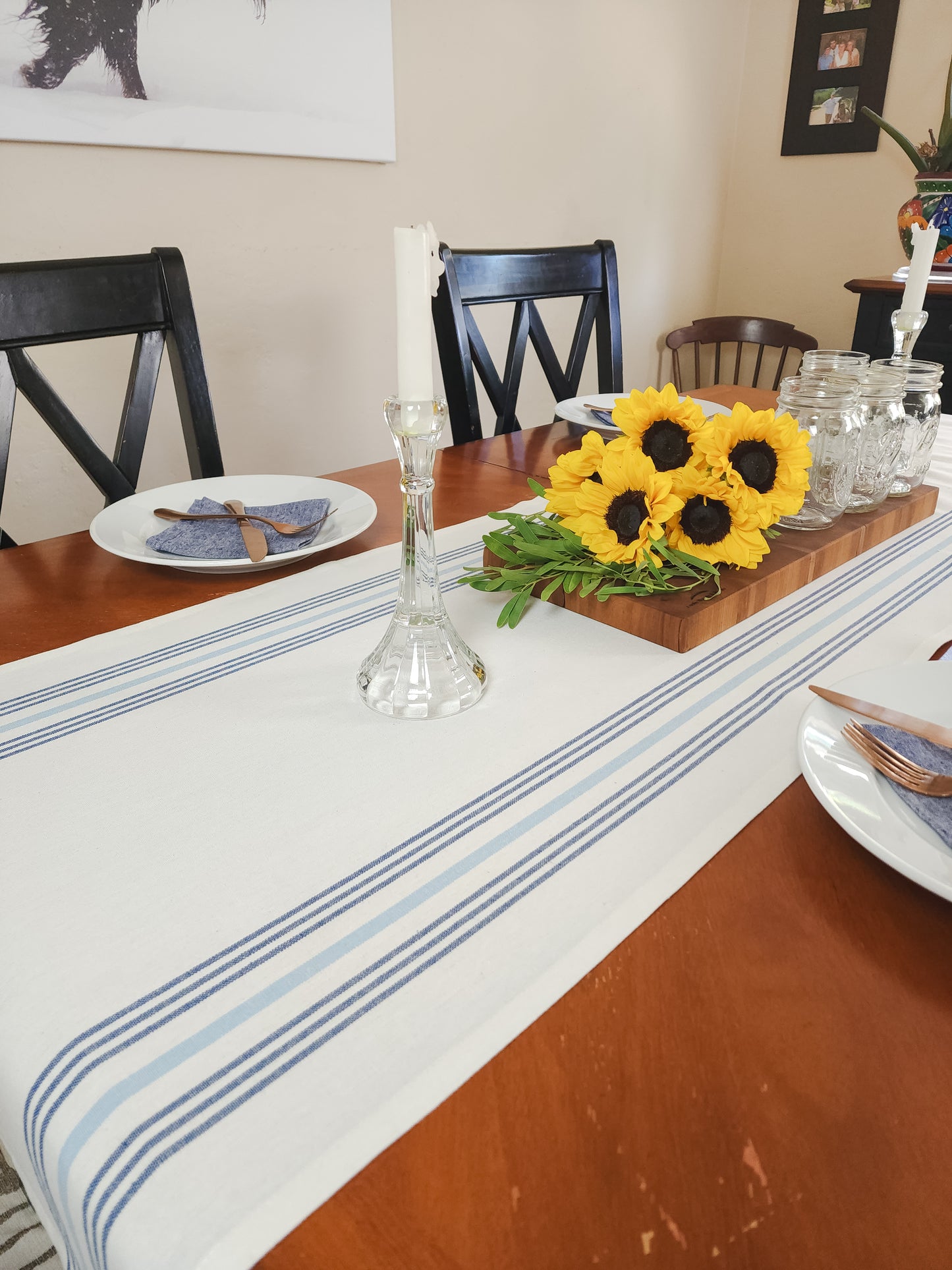 Blue Striped Table Runner