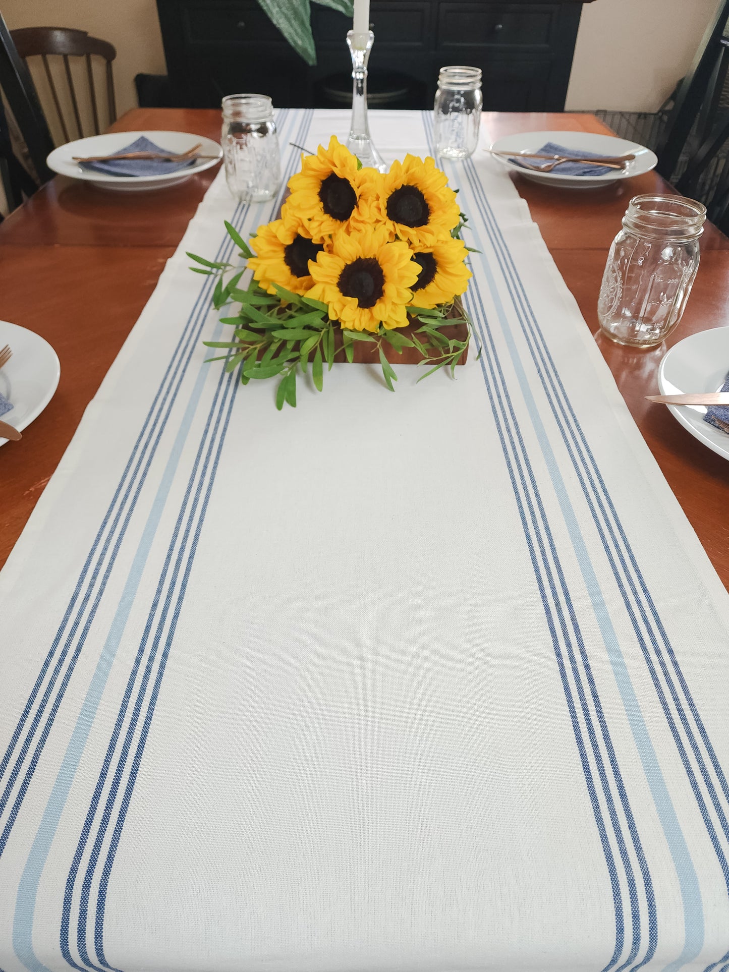 Blue Striped Table Runner
