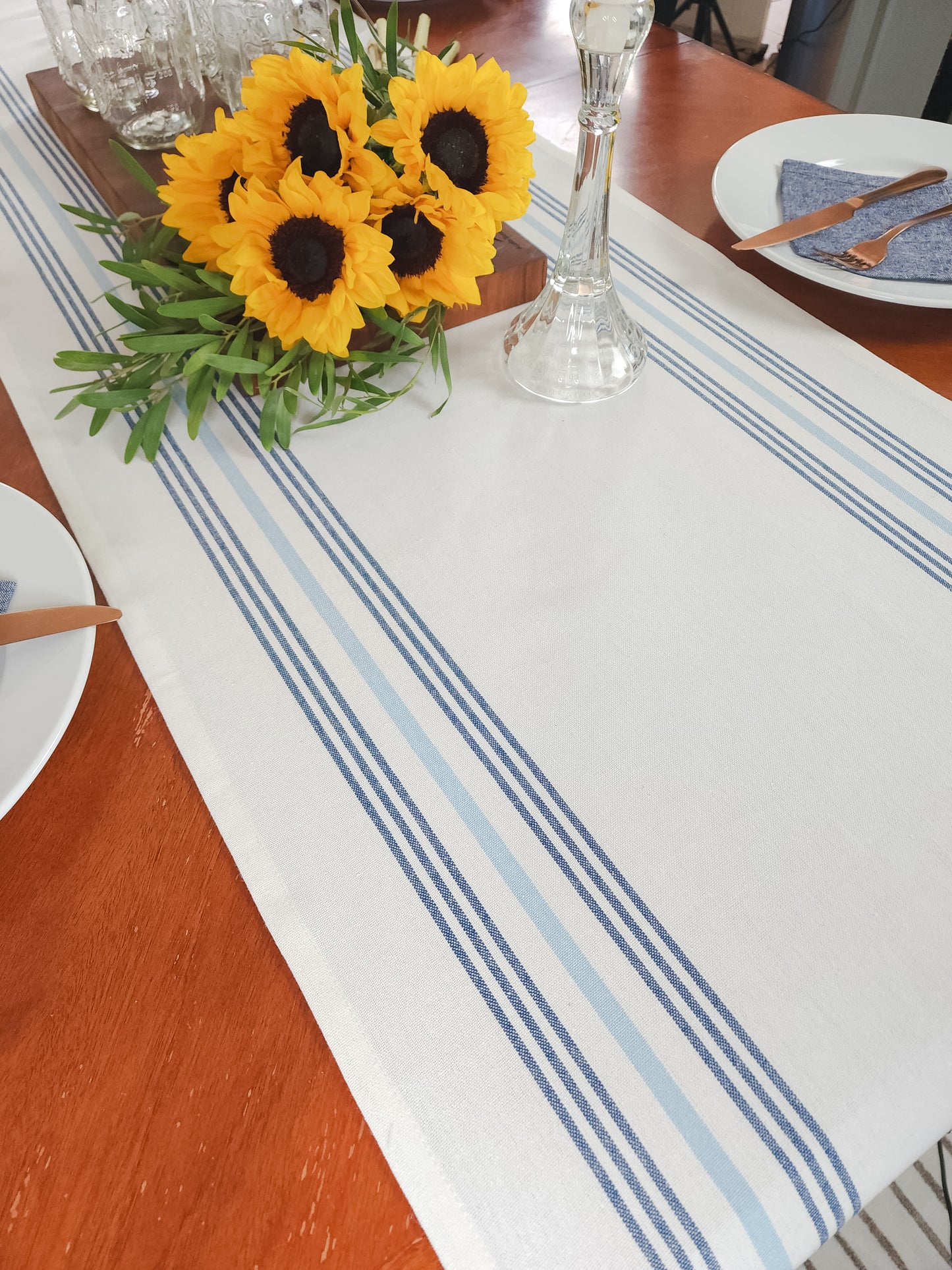 Blue Striped Table Runner