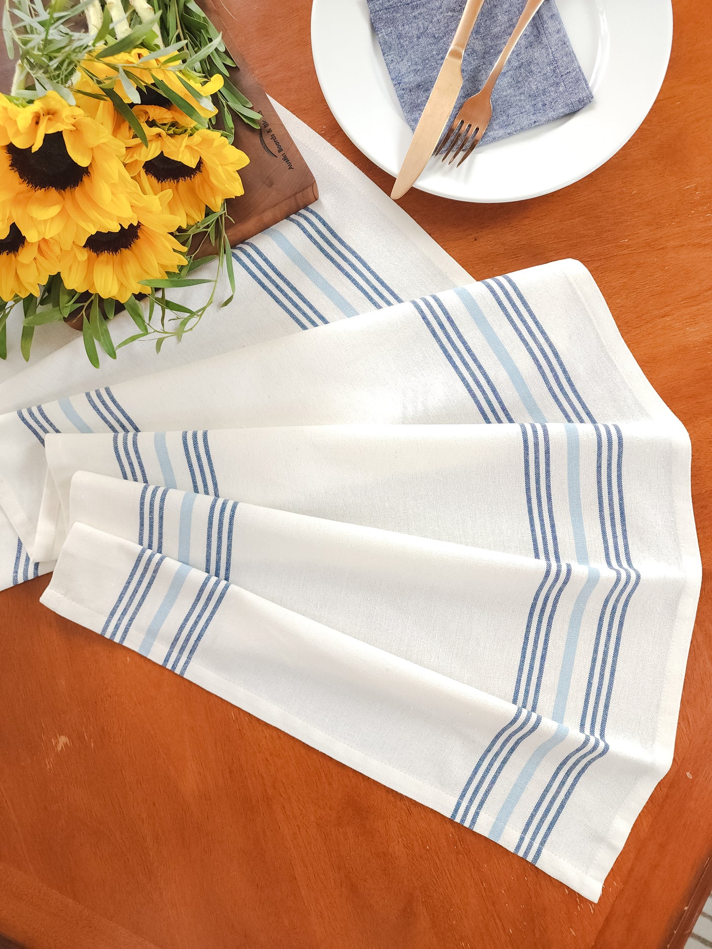 Blue Striped Table Runner