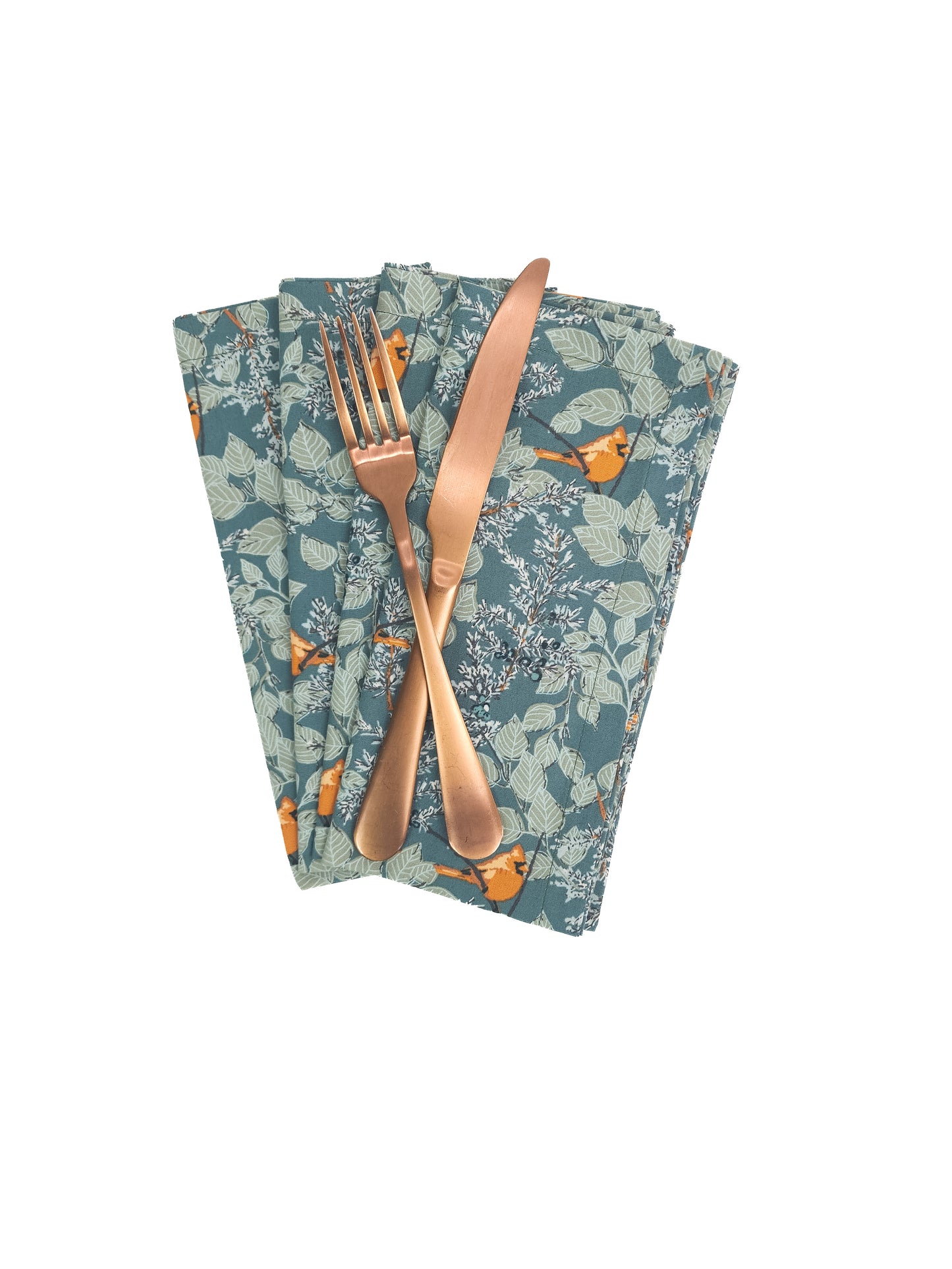 Green Winter Cardinal Cloth Napkins
