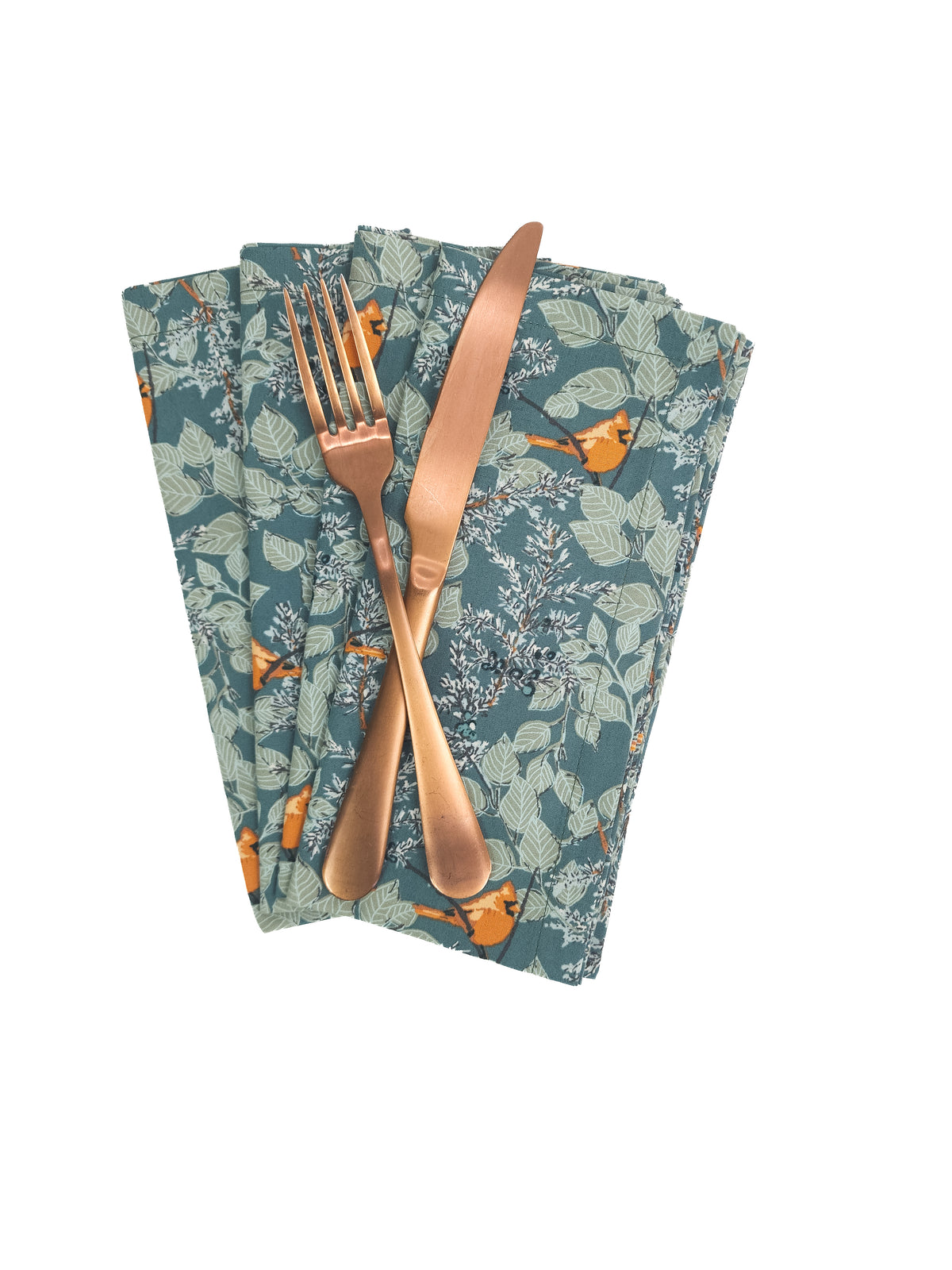 Green Winter Cardinal Cloth Napkins