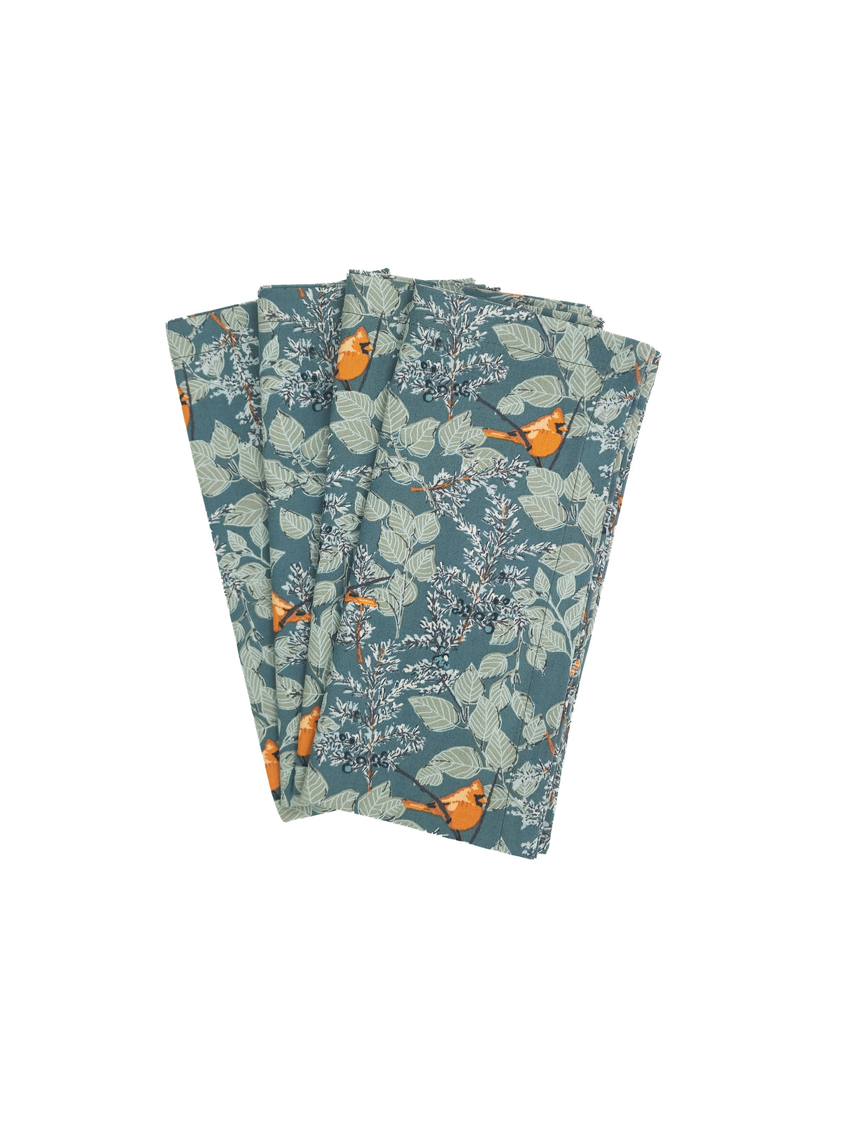 Green Winter Cardinal Cloth Napkins