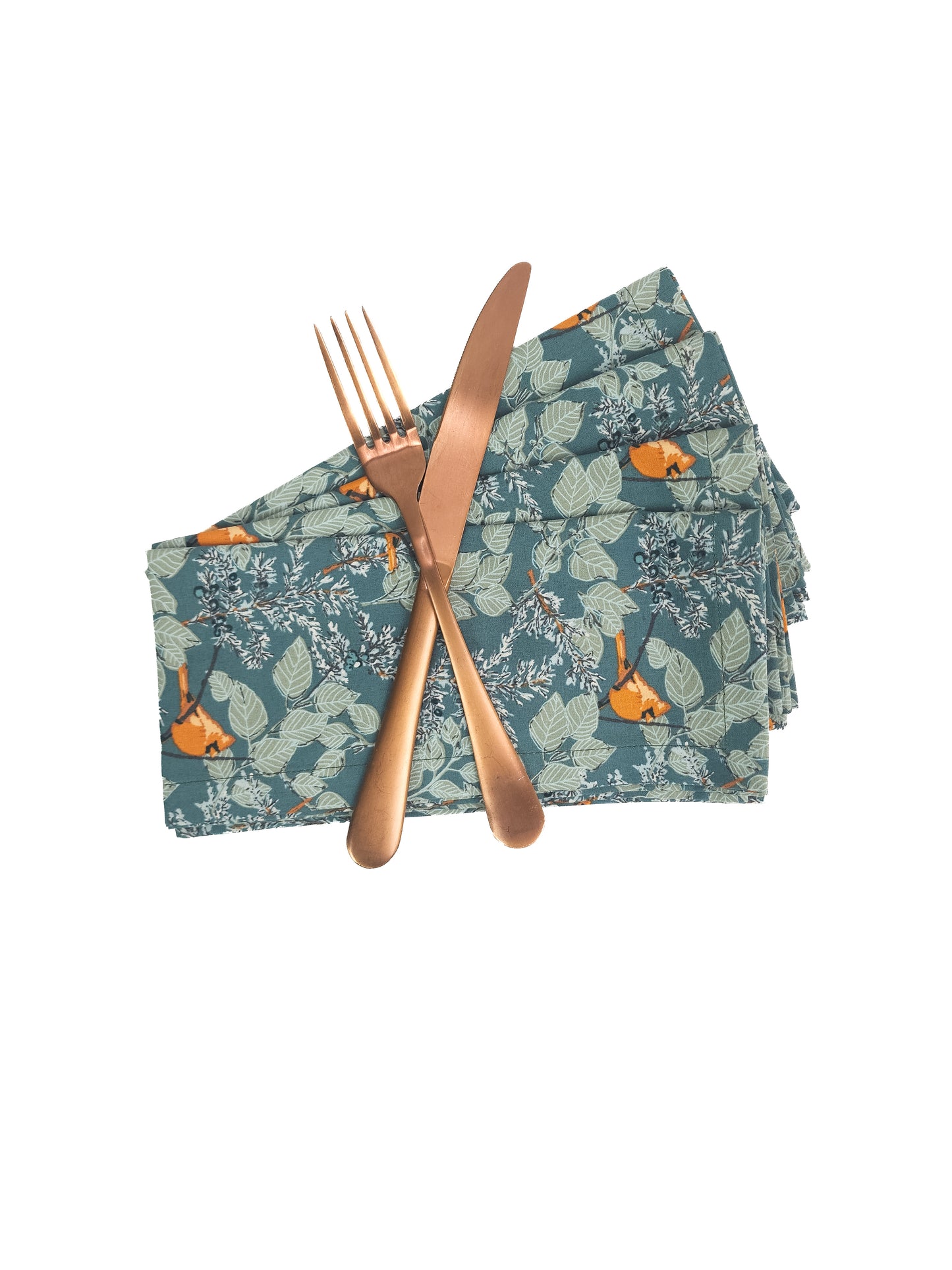 Green Winter Cardinal Cloth Napkins