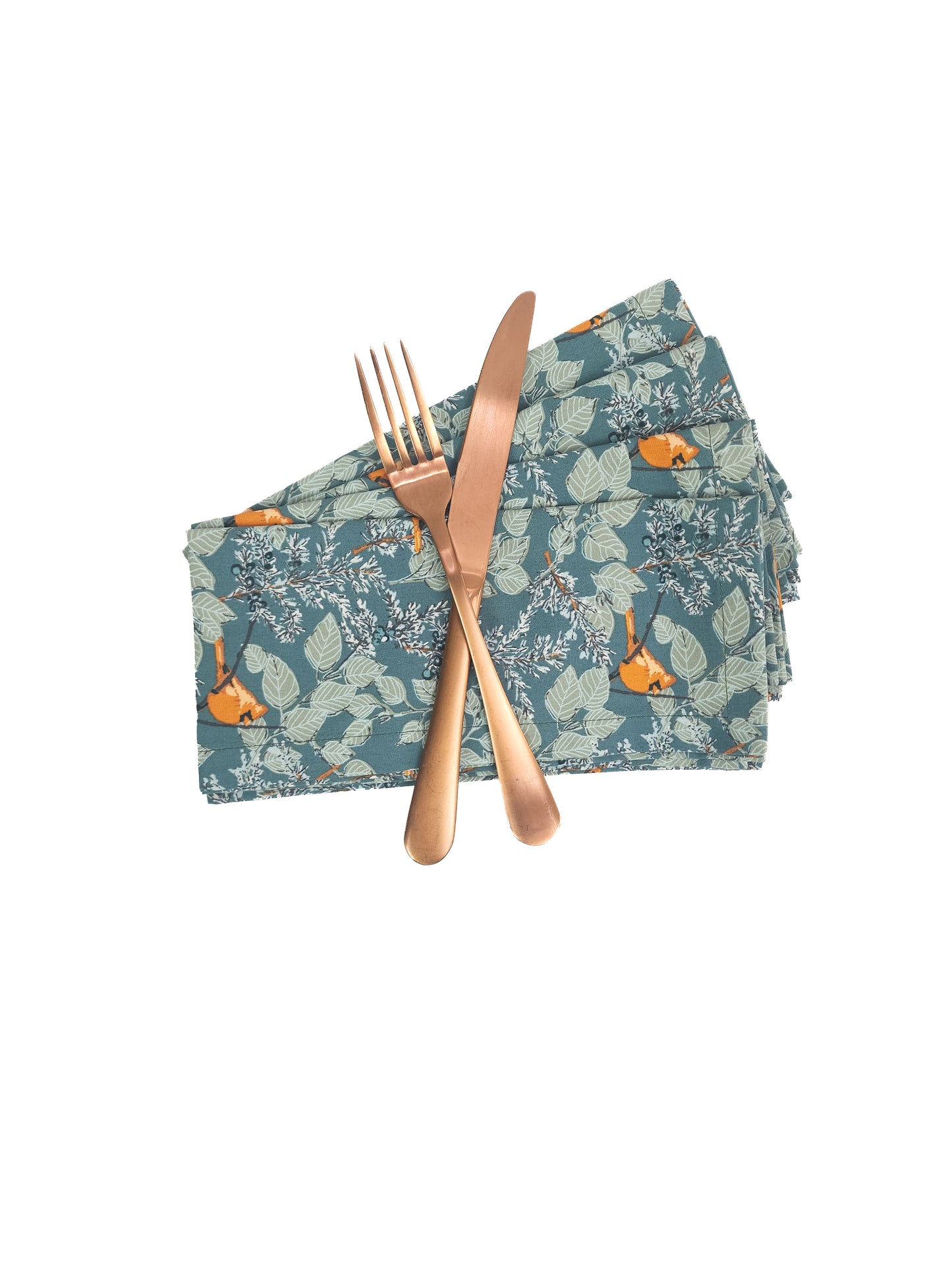 Green Winter Cardinal Cloth Napkins