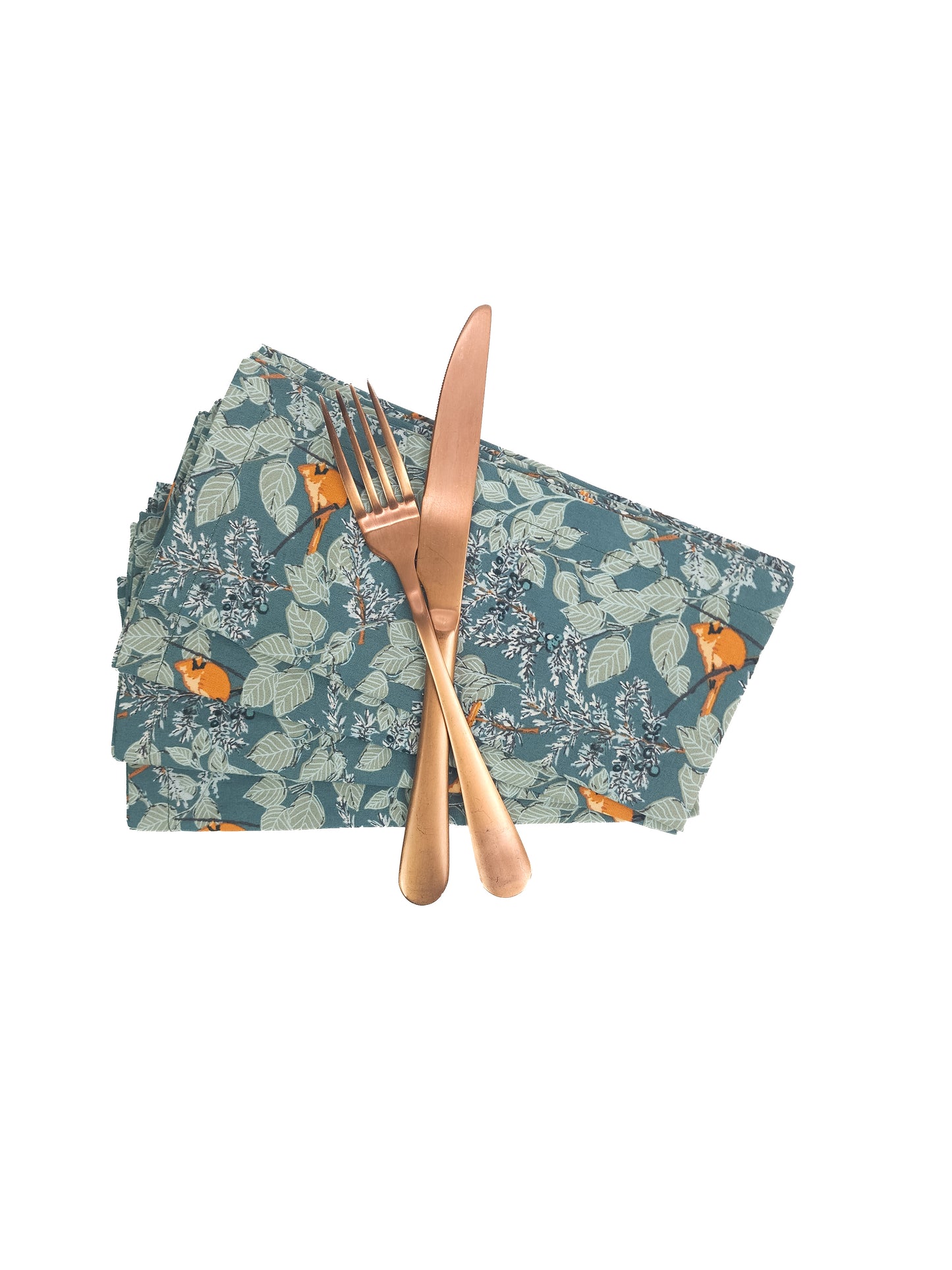 Green Winter Cardinal Cloth Napkins