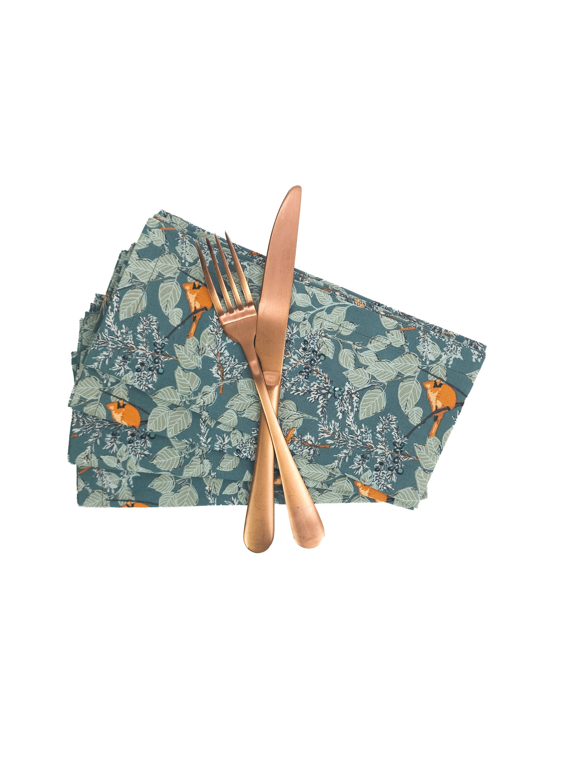 Green Winter Cardinal Cloth Napkins