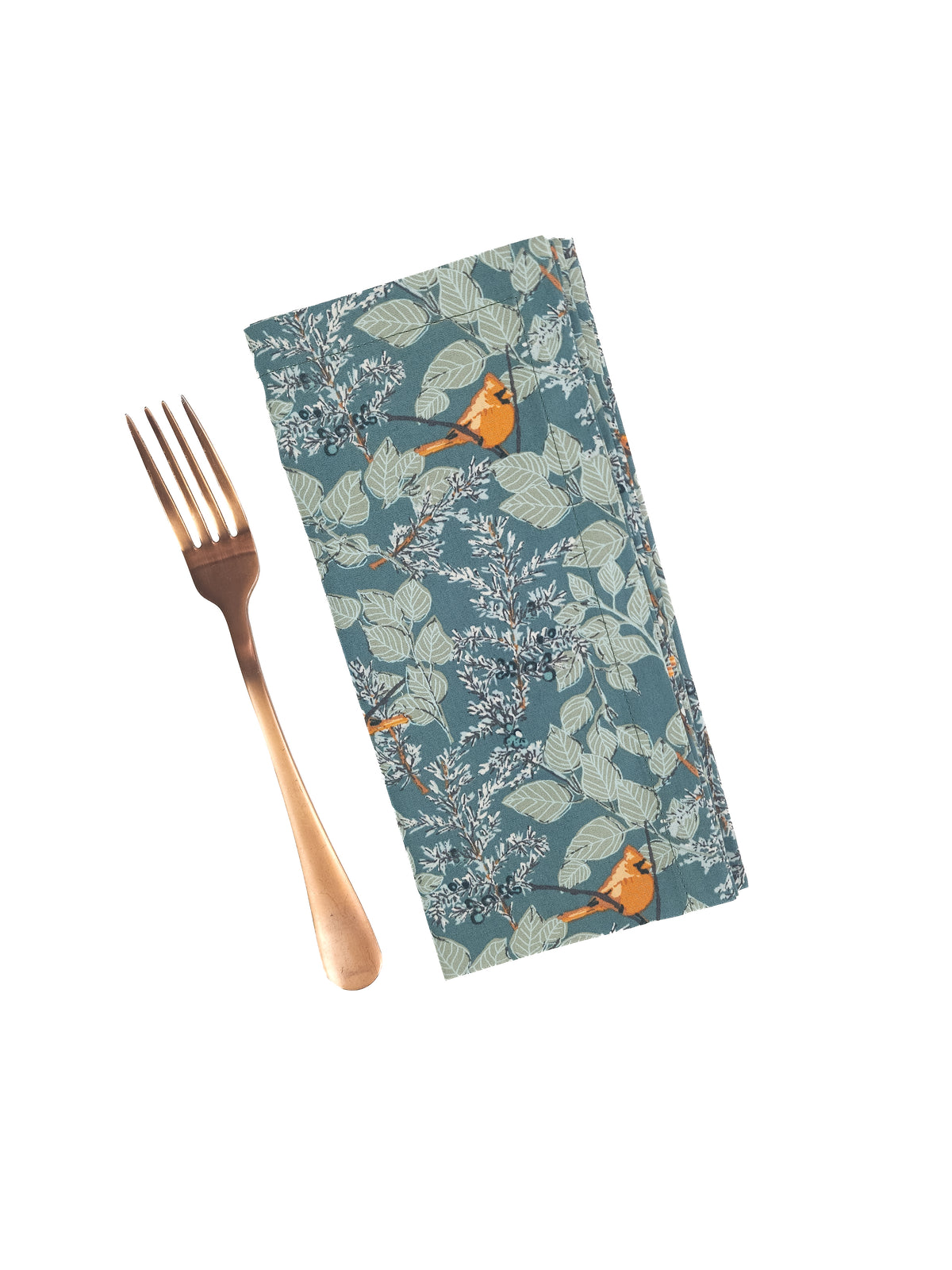 Green Winter Cardinal Cloth Napkins