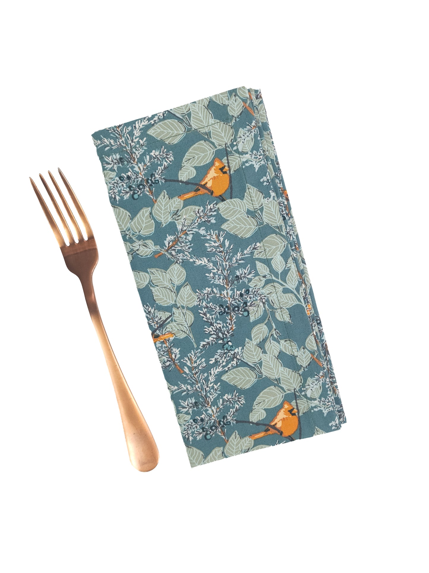 Green Winter Cardinal Cloth Napkins
