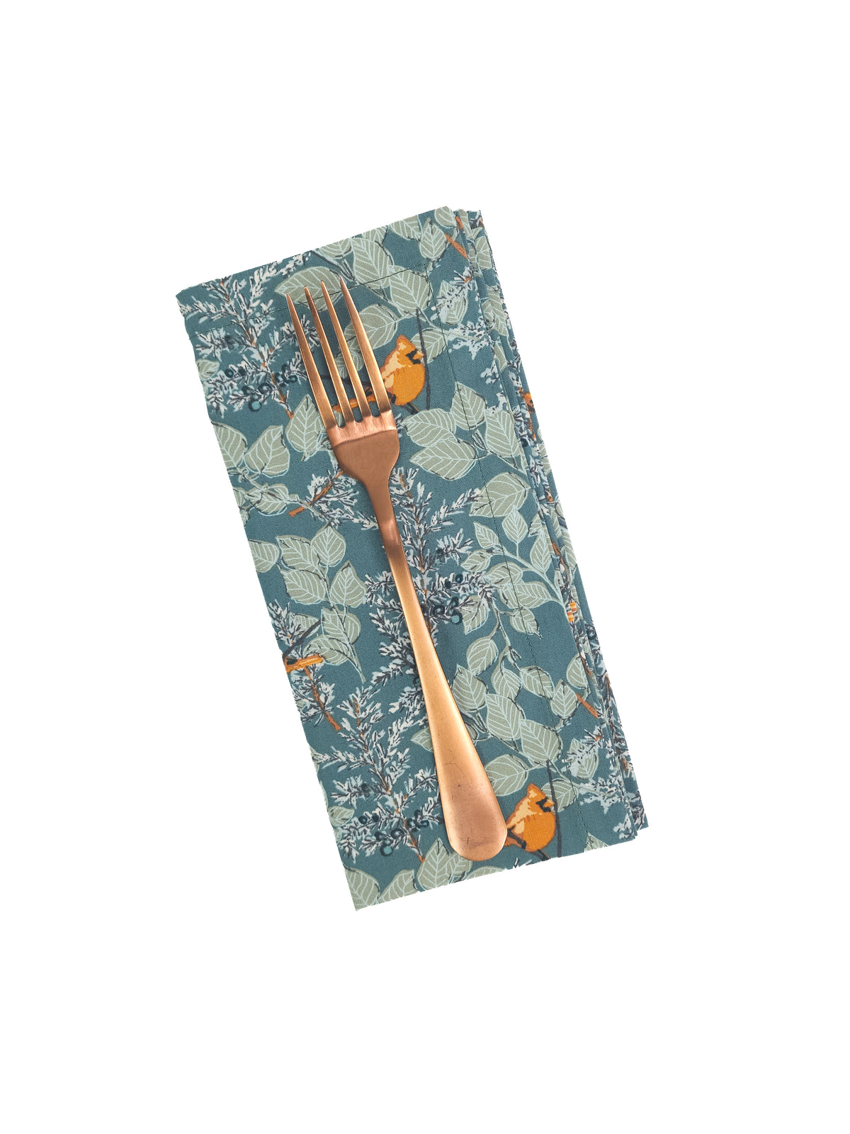 Green Winter Cardinal Cloth Napkins