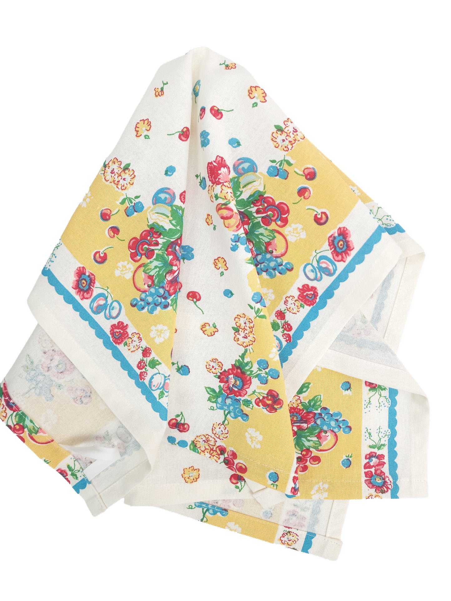 Vintage Inspired Yellow Floral Towel: Grandma's Garden