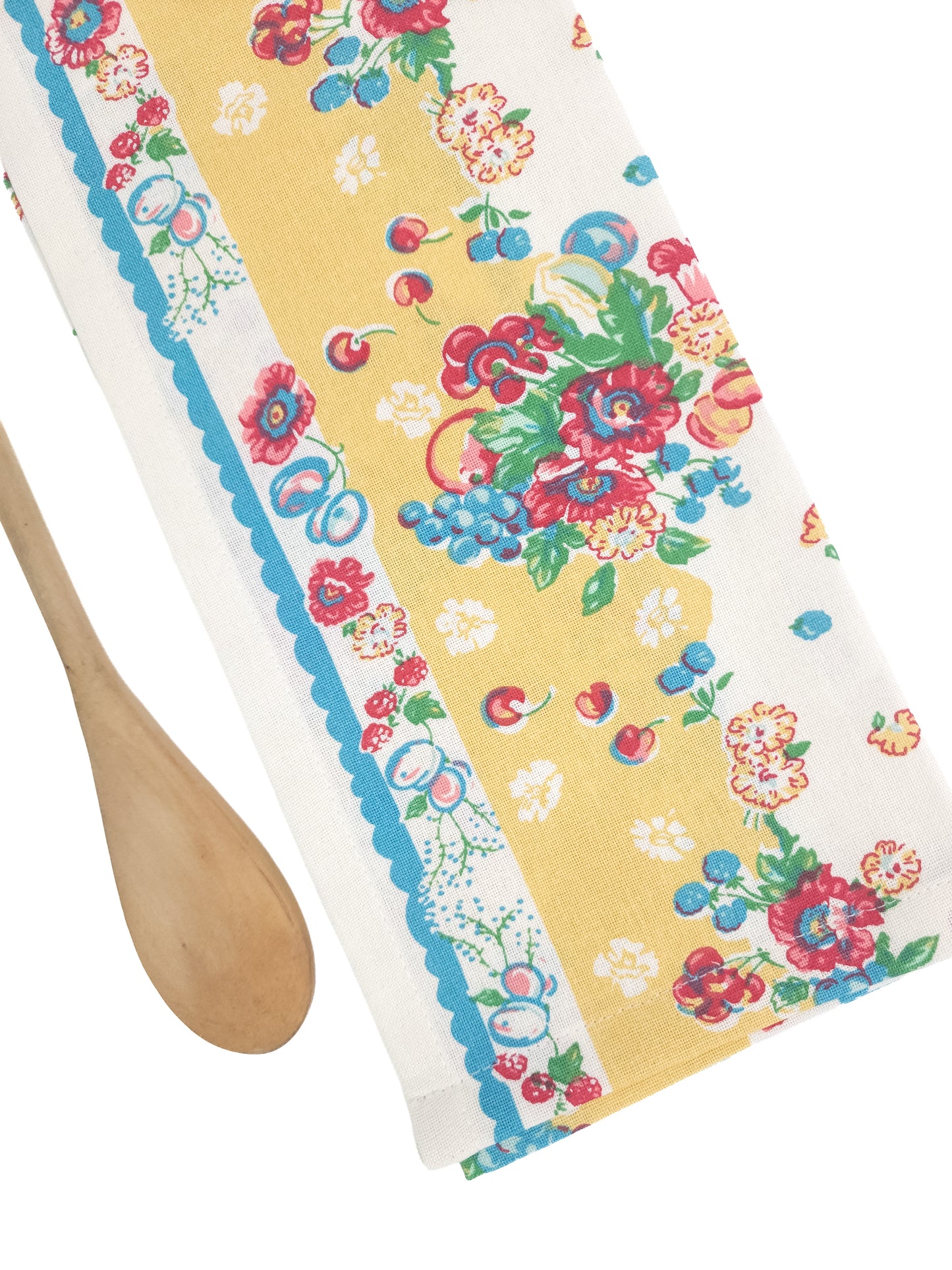 Vintage Inspired Yellow Floral Towel: Grandma's Garden