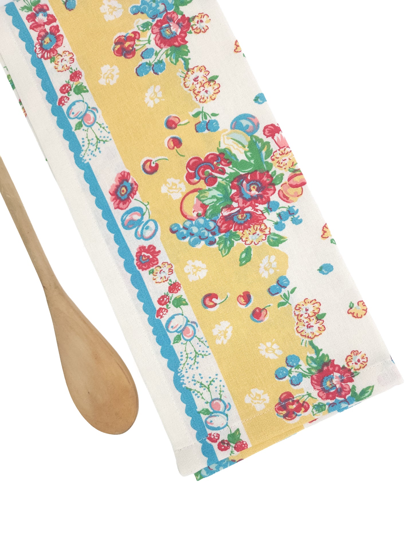 Vintage Inspired Yellow Floral Towel: Grandma's Garden