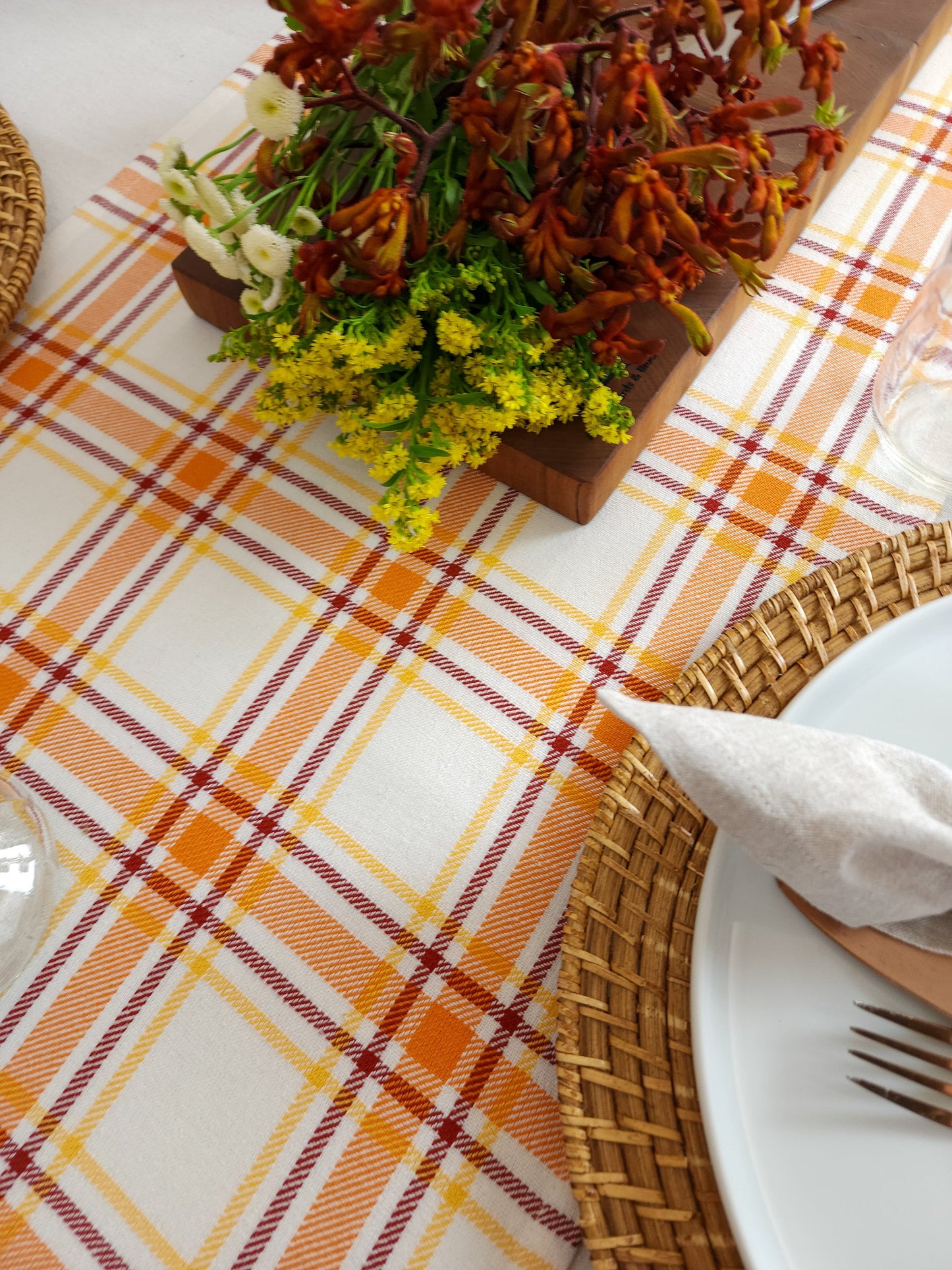 Fall Plaid Table Runner, Thanksgiving Table Runner