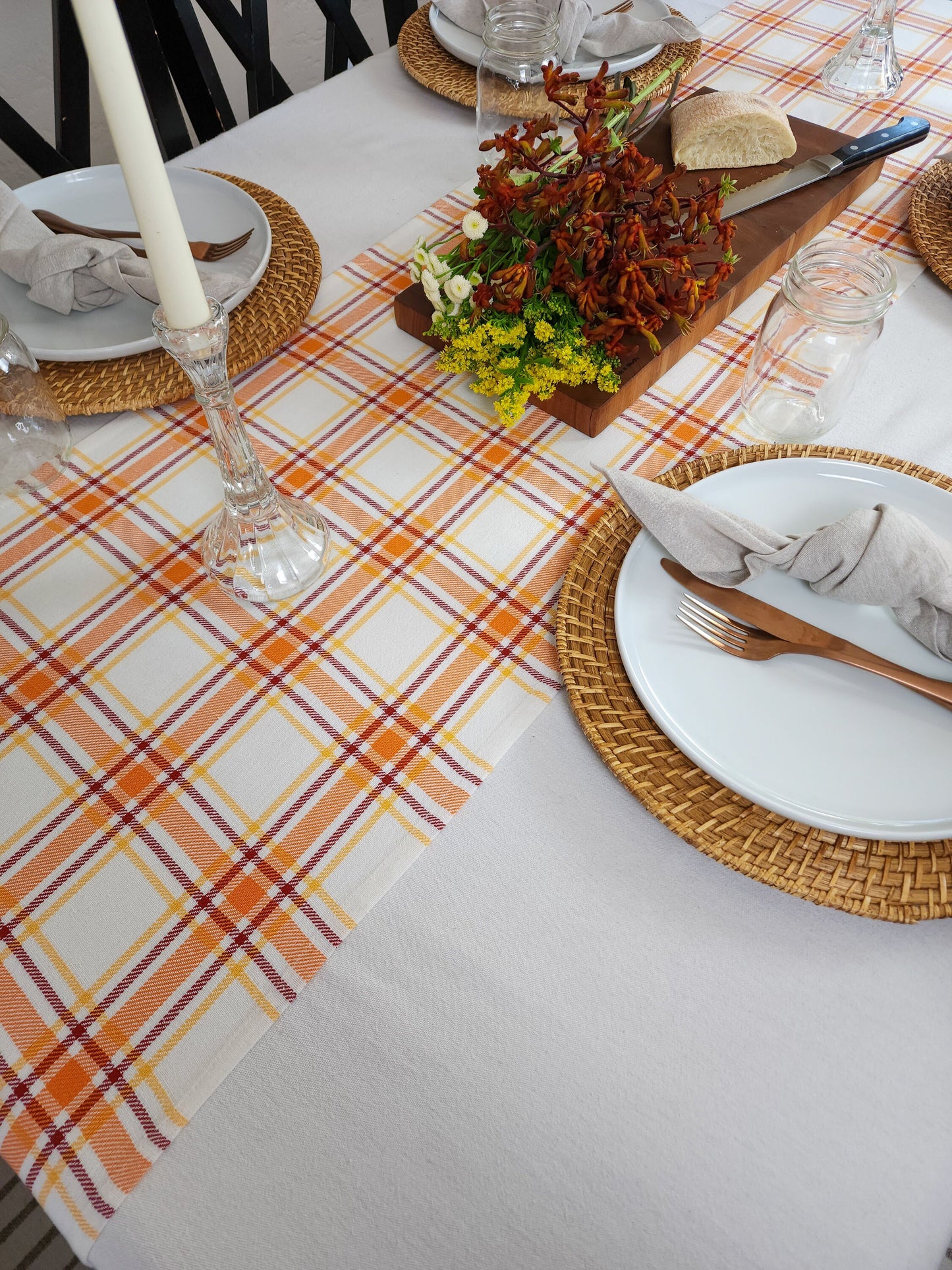 Fall Plaid Table Runner, Thanksgiving Table Runner