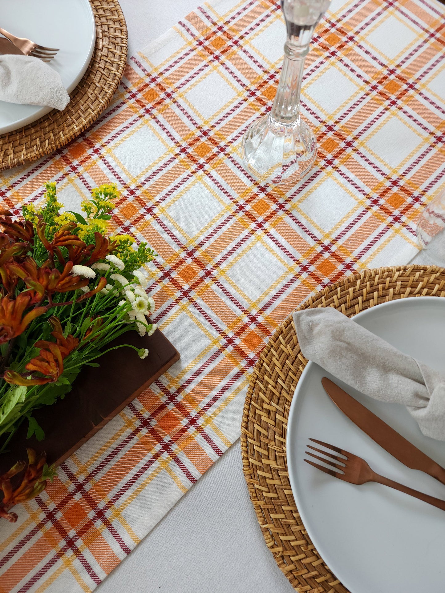 Fall Plaid Table Runner, Thanksgiving Table Runner