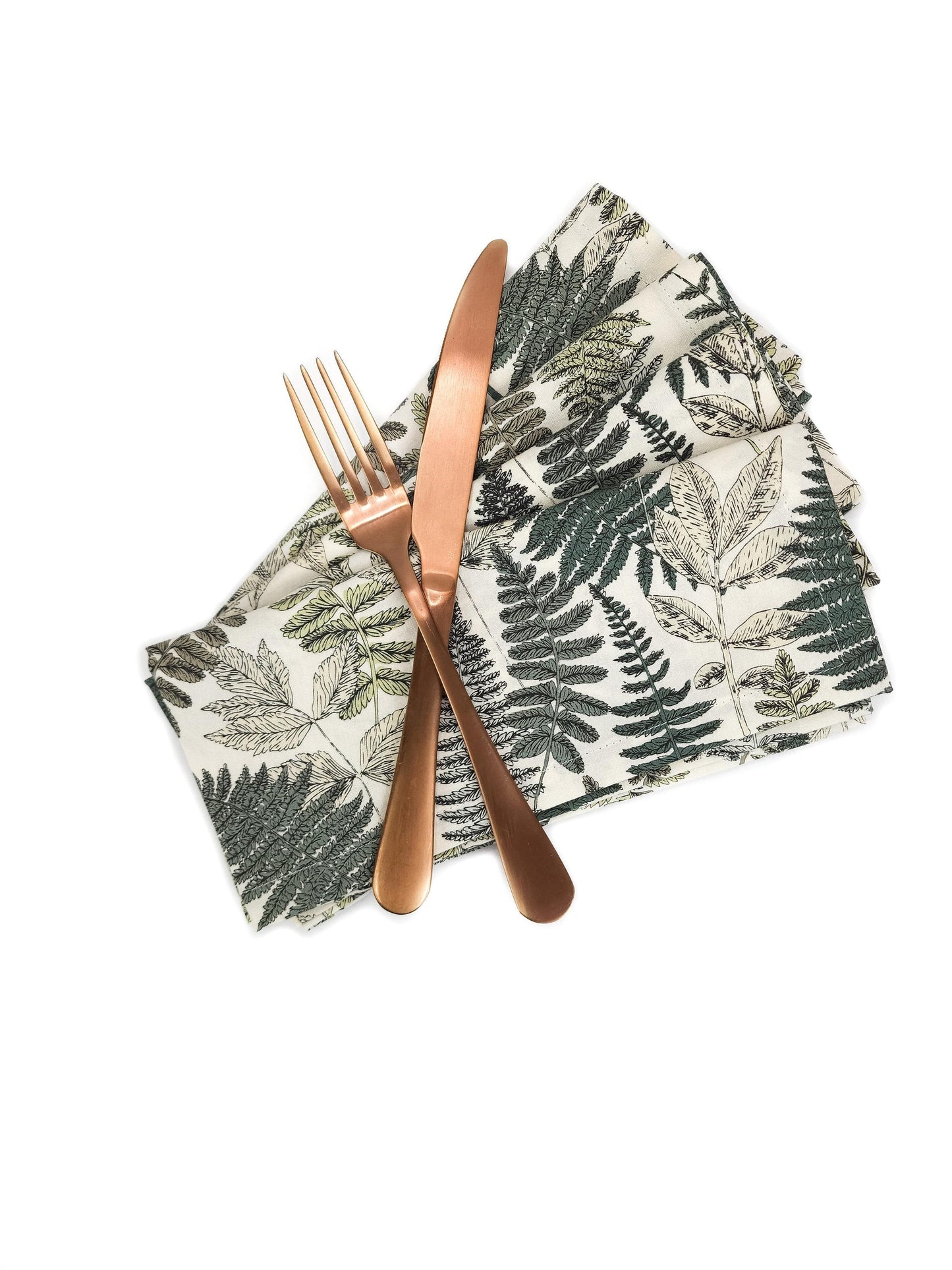 Fern Print Cotton Cloth Napkins, Set of 4 Cloth Napkins