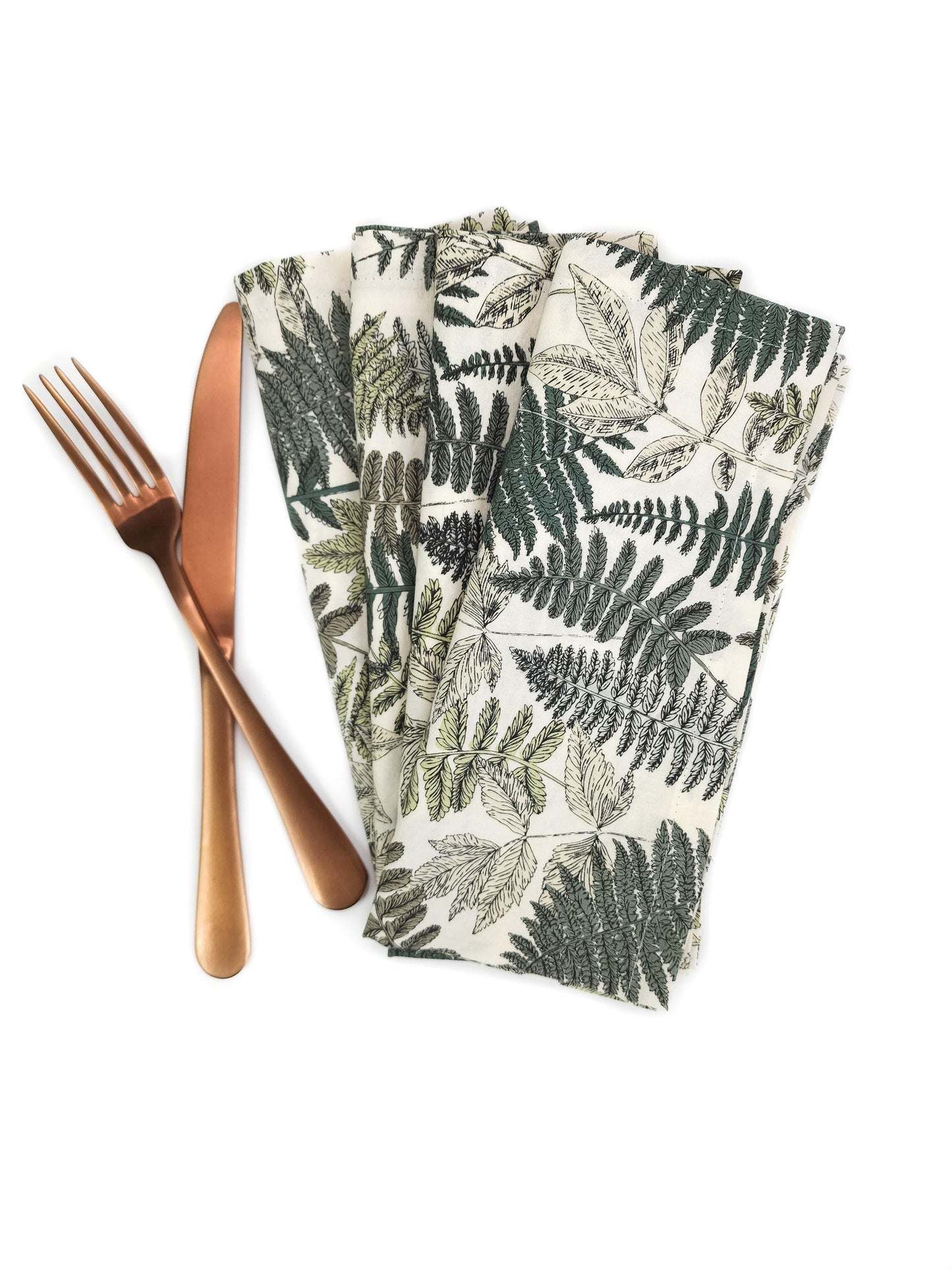 Fern Print Cotton Cloth Napkins, Set of 4 Cloth Napkins