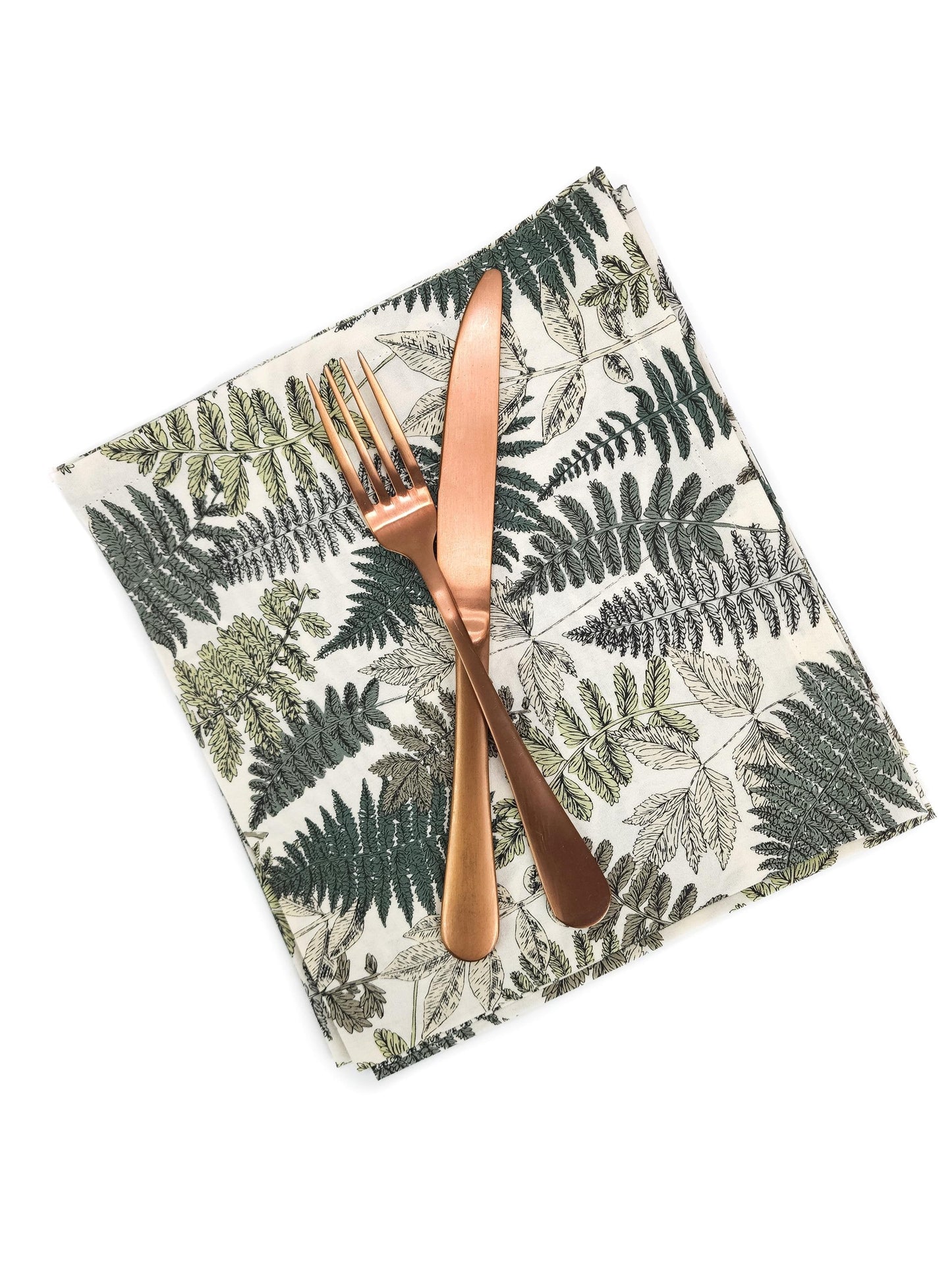 Fern Print Cotton Cloth Napkins, Set of 4 Cloth Napkins