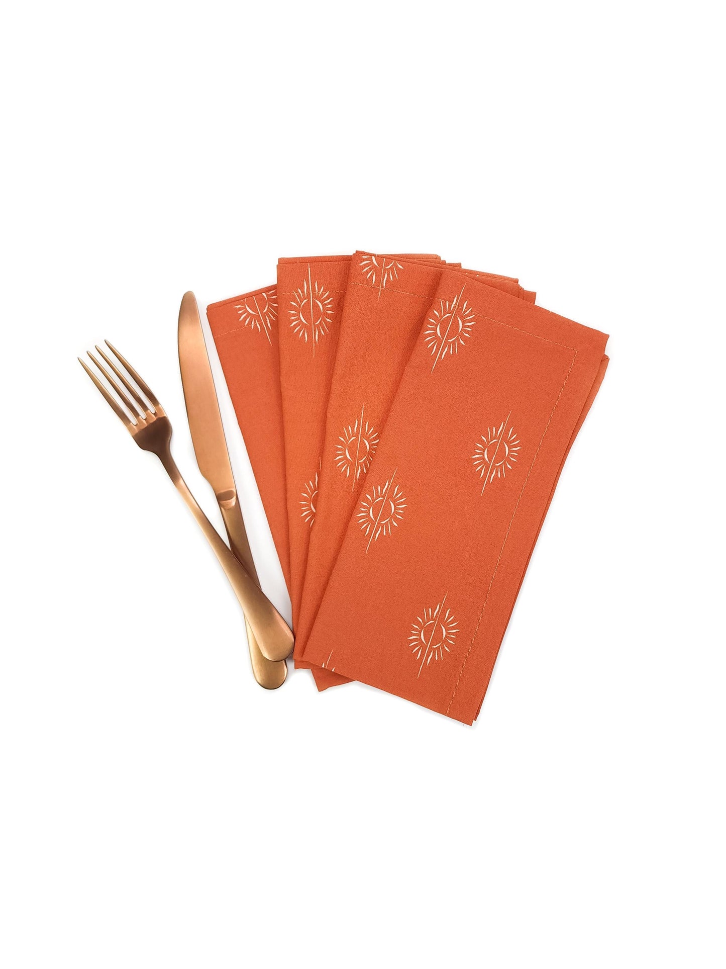 Orange Cloth Napkins, Set of 4 Cotton Cloth Napkins