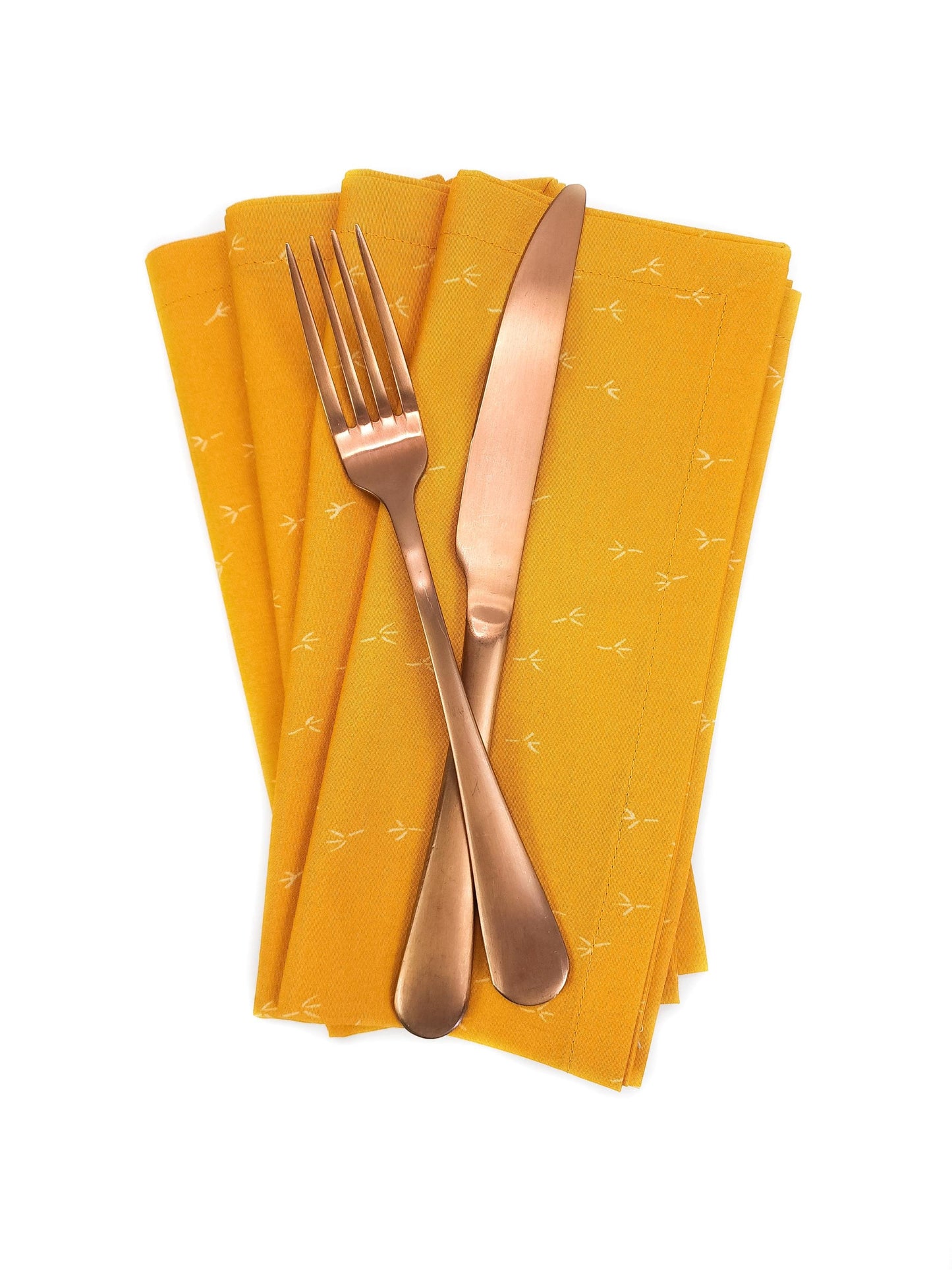 Golden Yellow Cotton Cloth Napkins, Set of 4 Gold Cloth Napkins