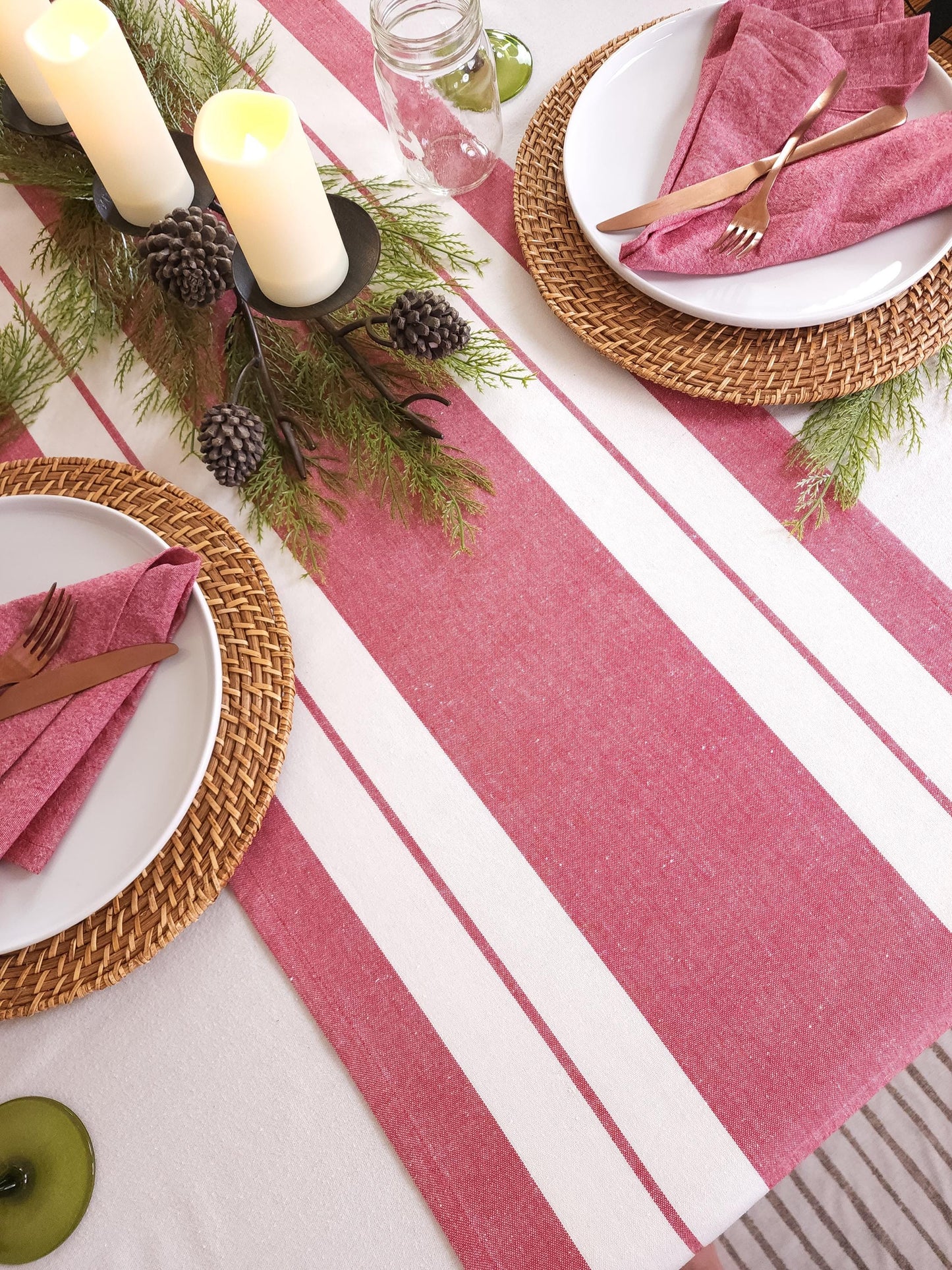 Red Striped Christmas Table Runner