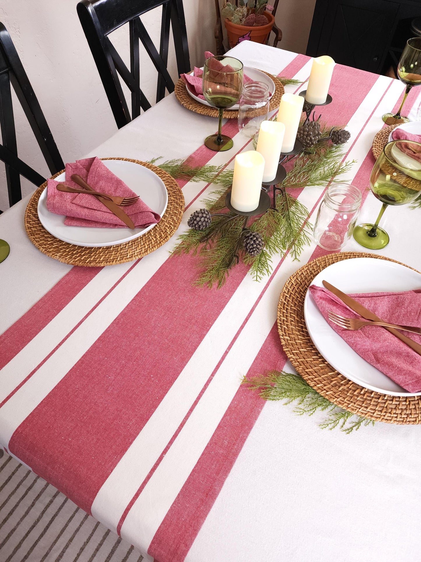 Red Striped Christmas Table Runner