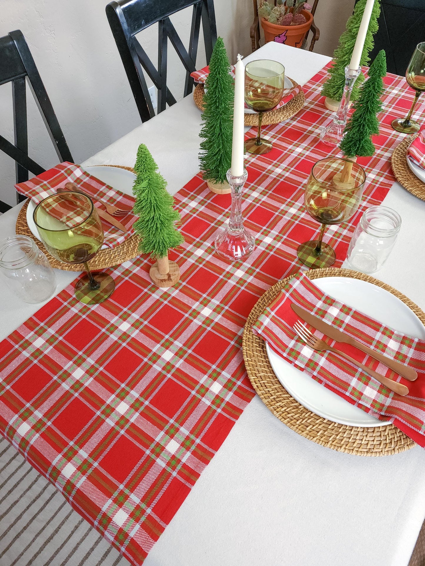 Red Plaid Christmas Table Runner