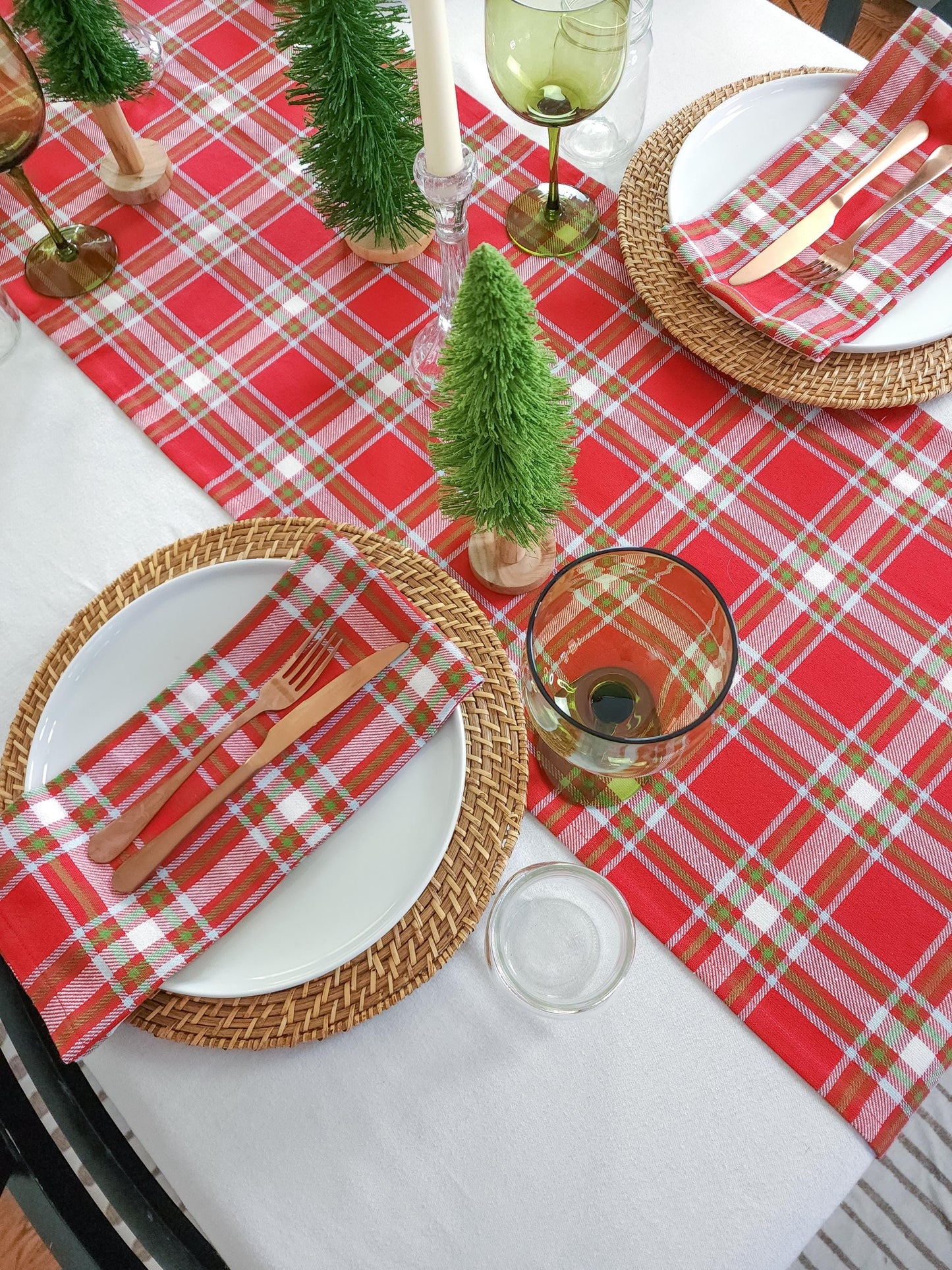 Red Plaid Christmas Table Runner