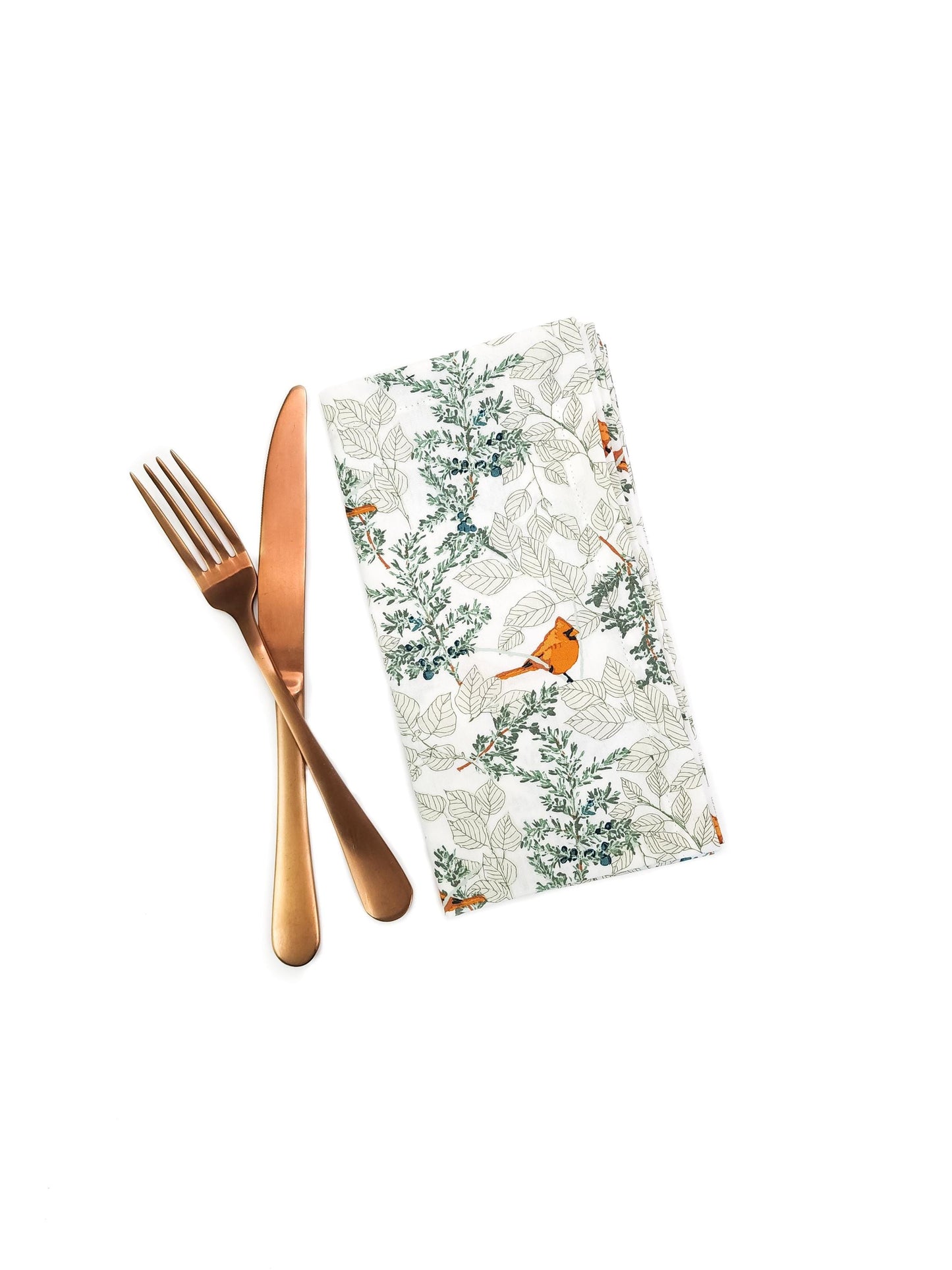 Modern Christmas Napkins, Winter Cardinal Cloth Napkins