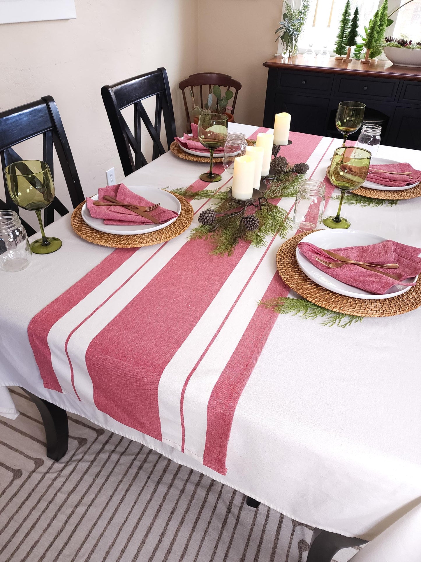 Red Striped Christmas Table Runner