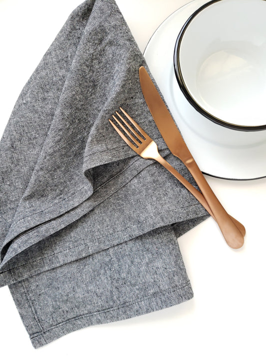 Black Linen Towel