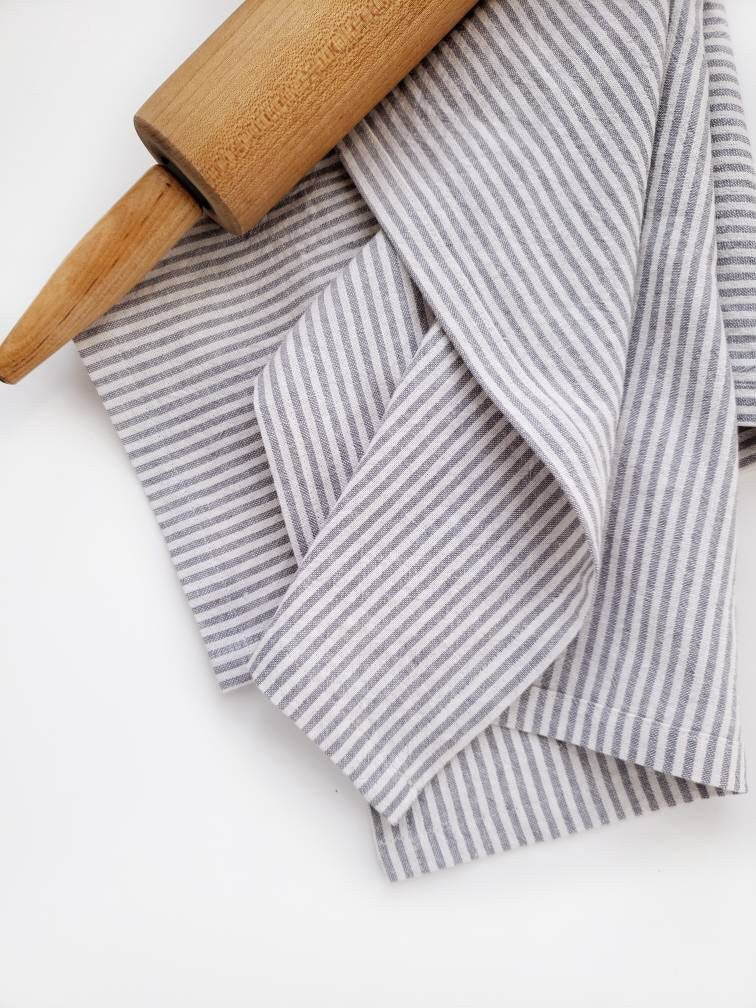 Ticking Stripe Linen Tea Towel