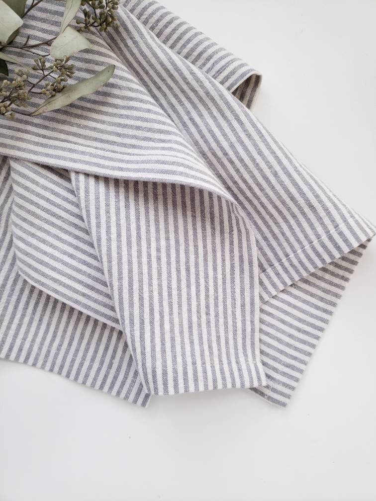 Ticking Stripe Linen Tea Towel