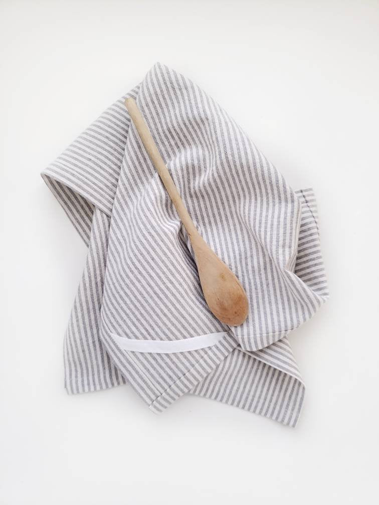 Ticking Stripe Linen Tea Towel
