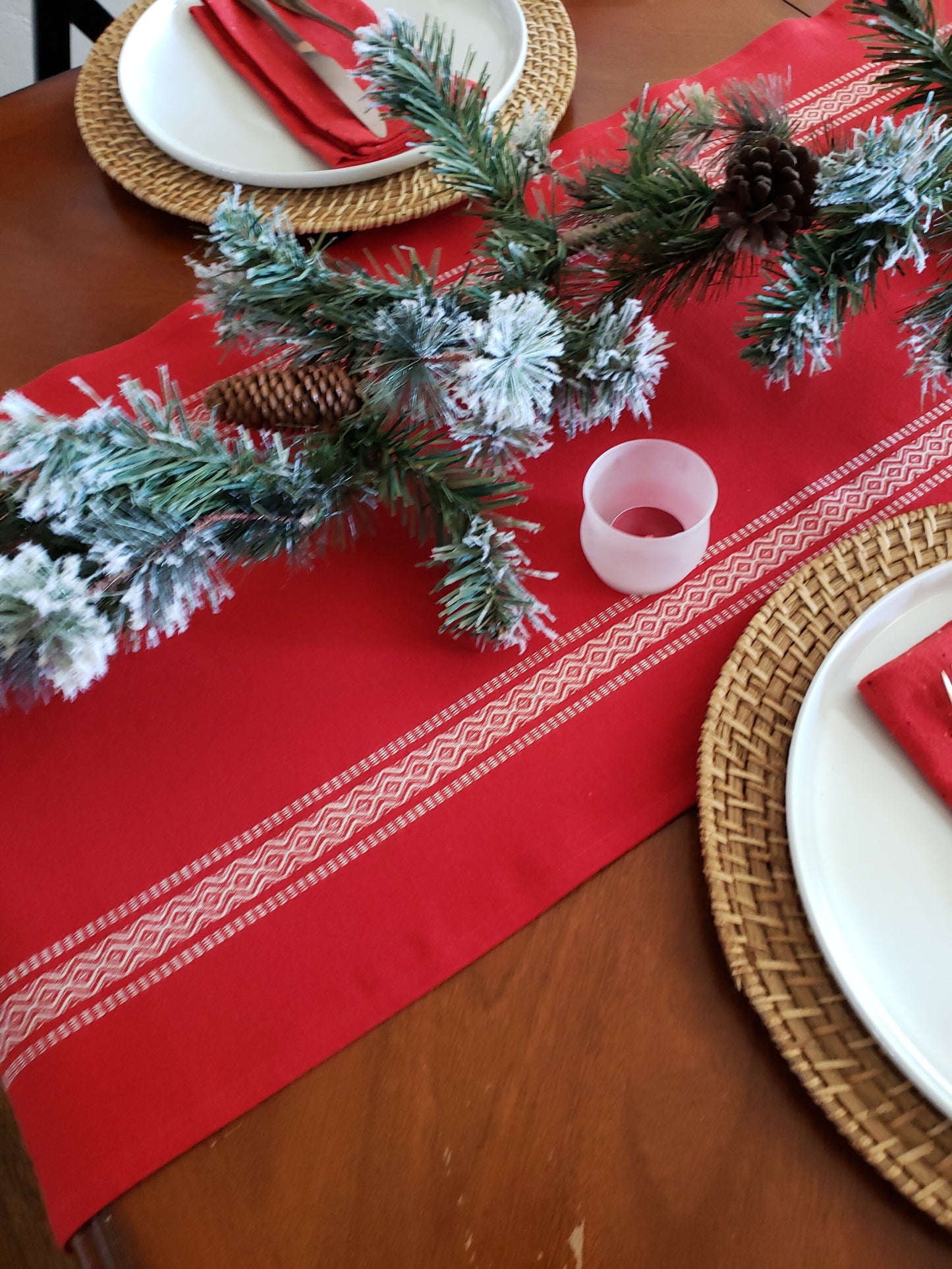 Red  Scandinavian Christmas Table Runner